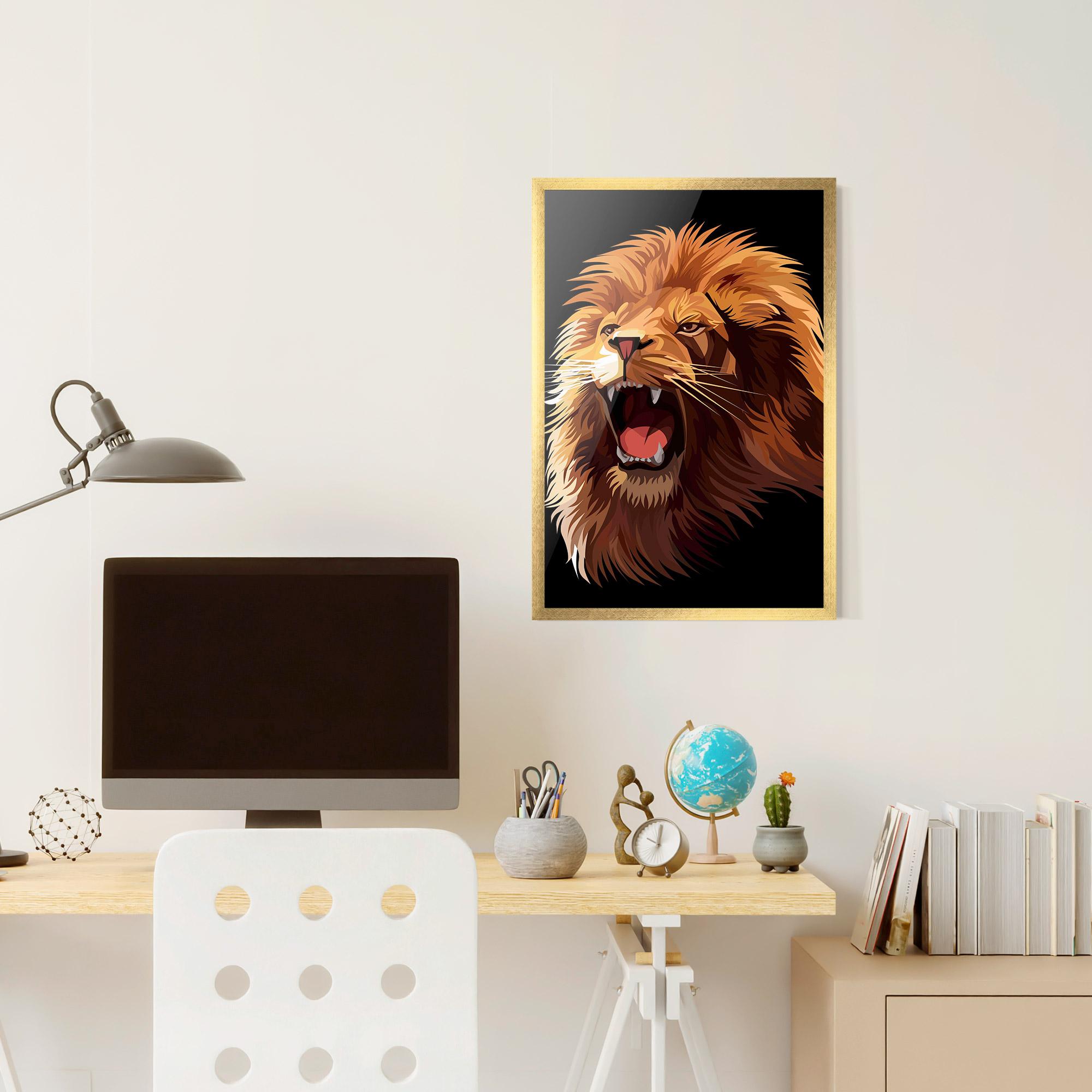 Plakat w Ramie Angry Lion Head mockup 6