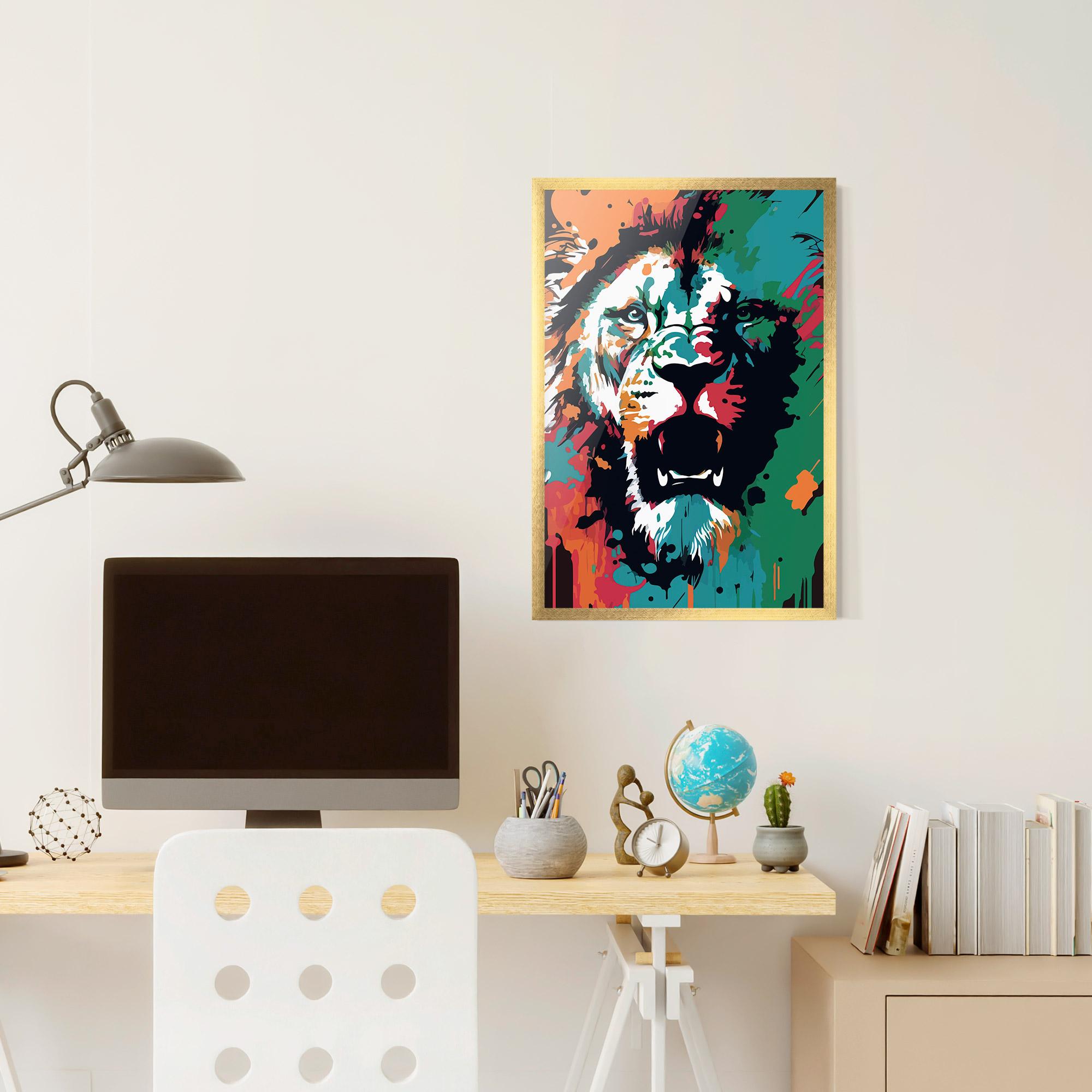 Plakat w Ramie Blue Green Lion mockup 6