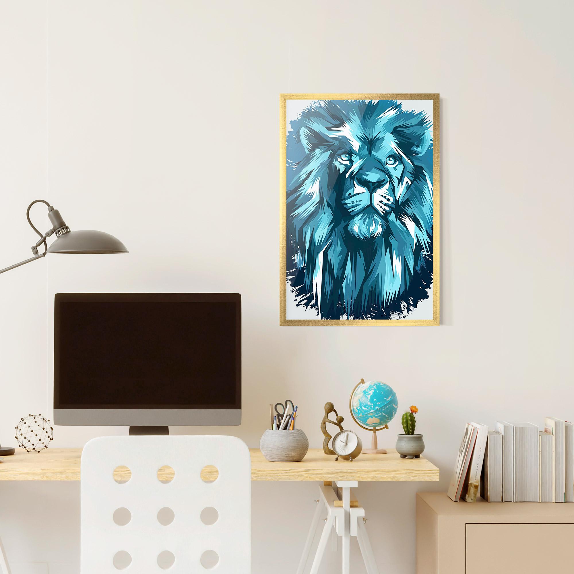 Plakat w Ramie Blue Lion Head mockup 6