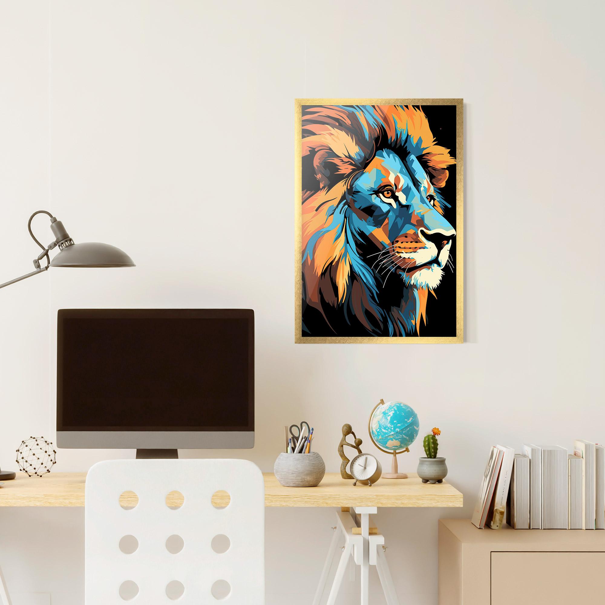 Plakat w Ramie Blue Yellow Lion mockup 6