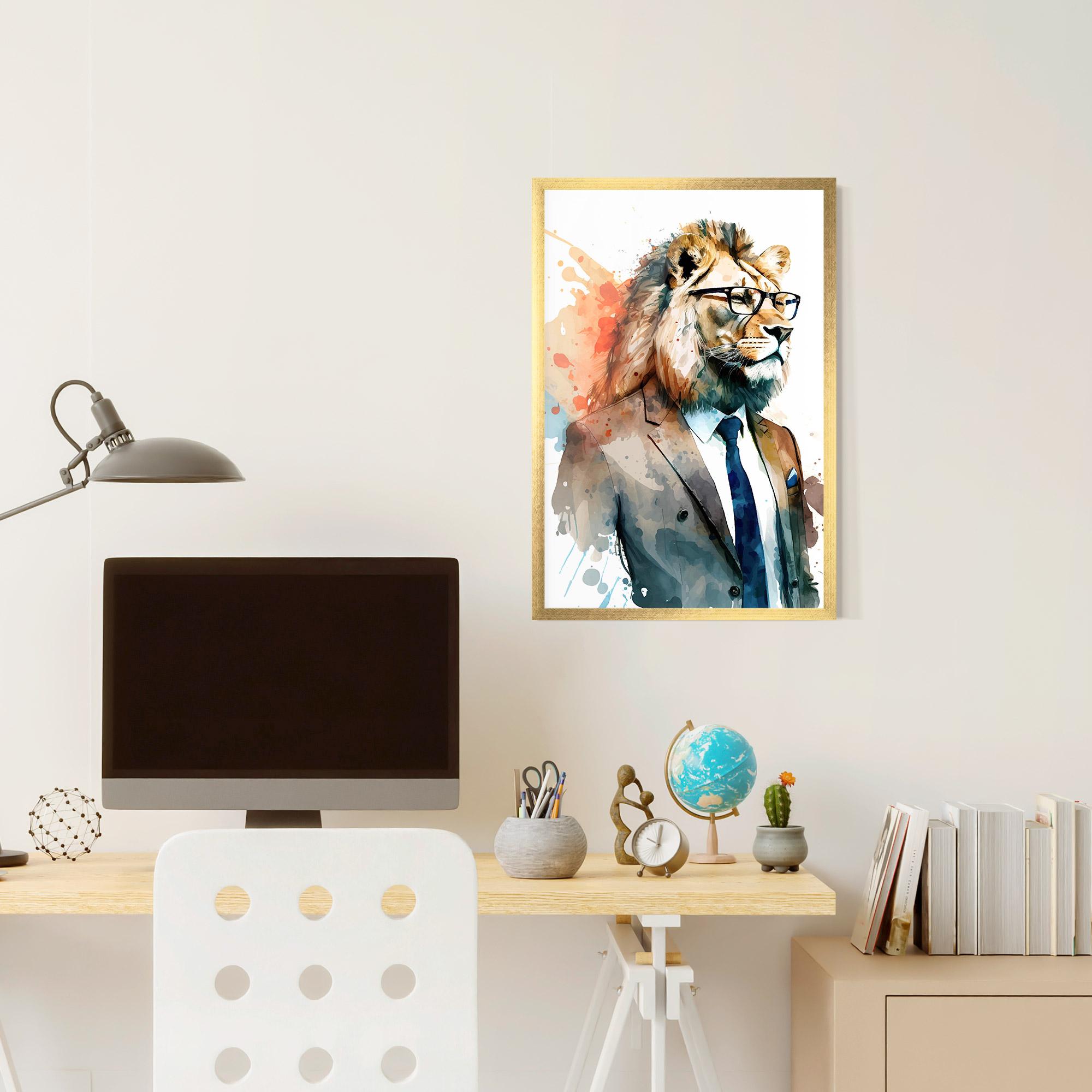 Plakat w Ramie Brown Suit Lion mockup 6