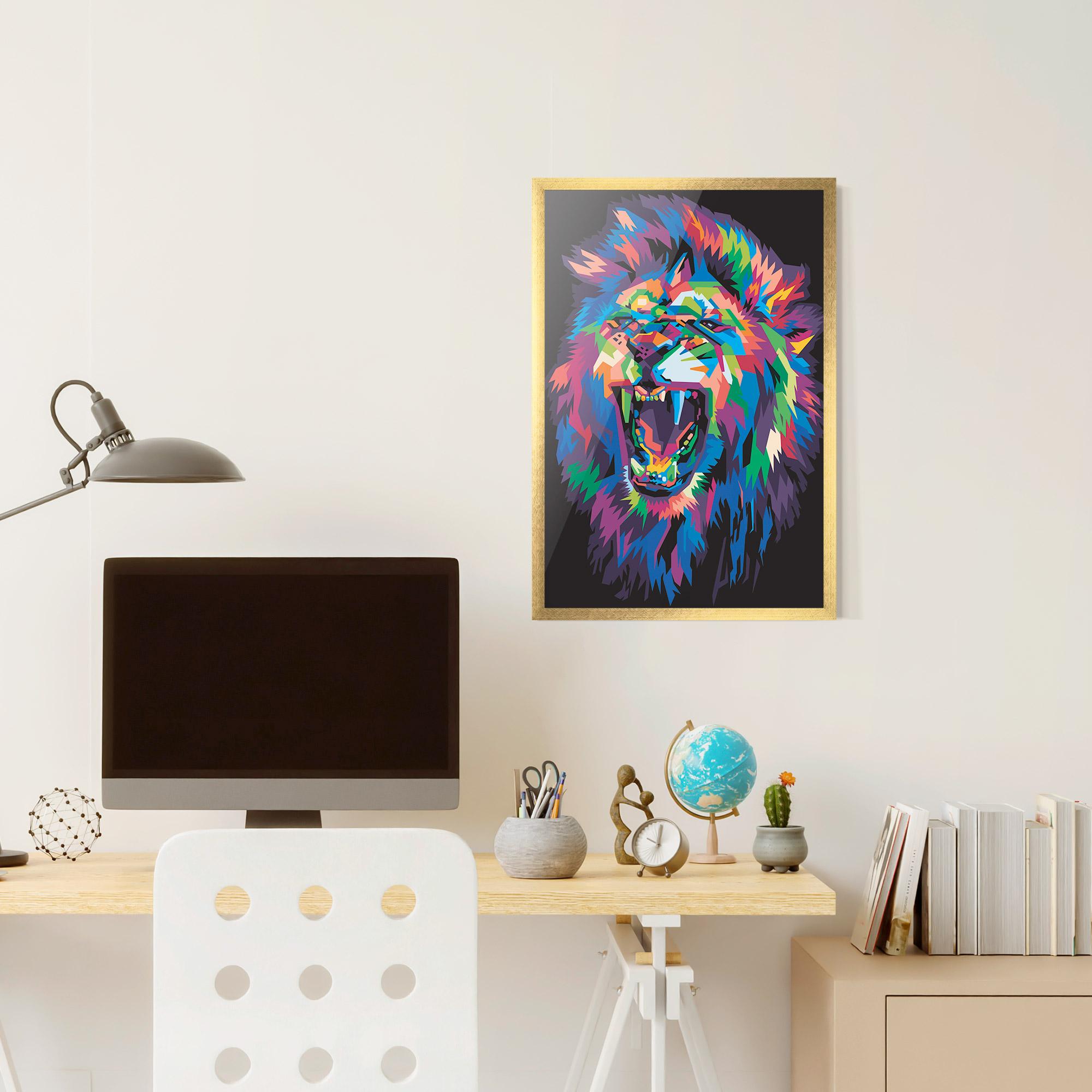 Plakat w Ramie Colorful Lion Head mockup 6