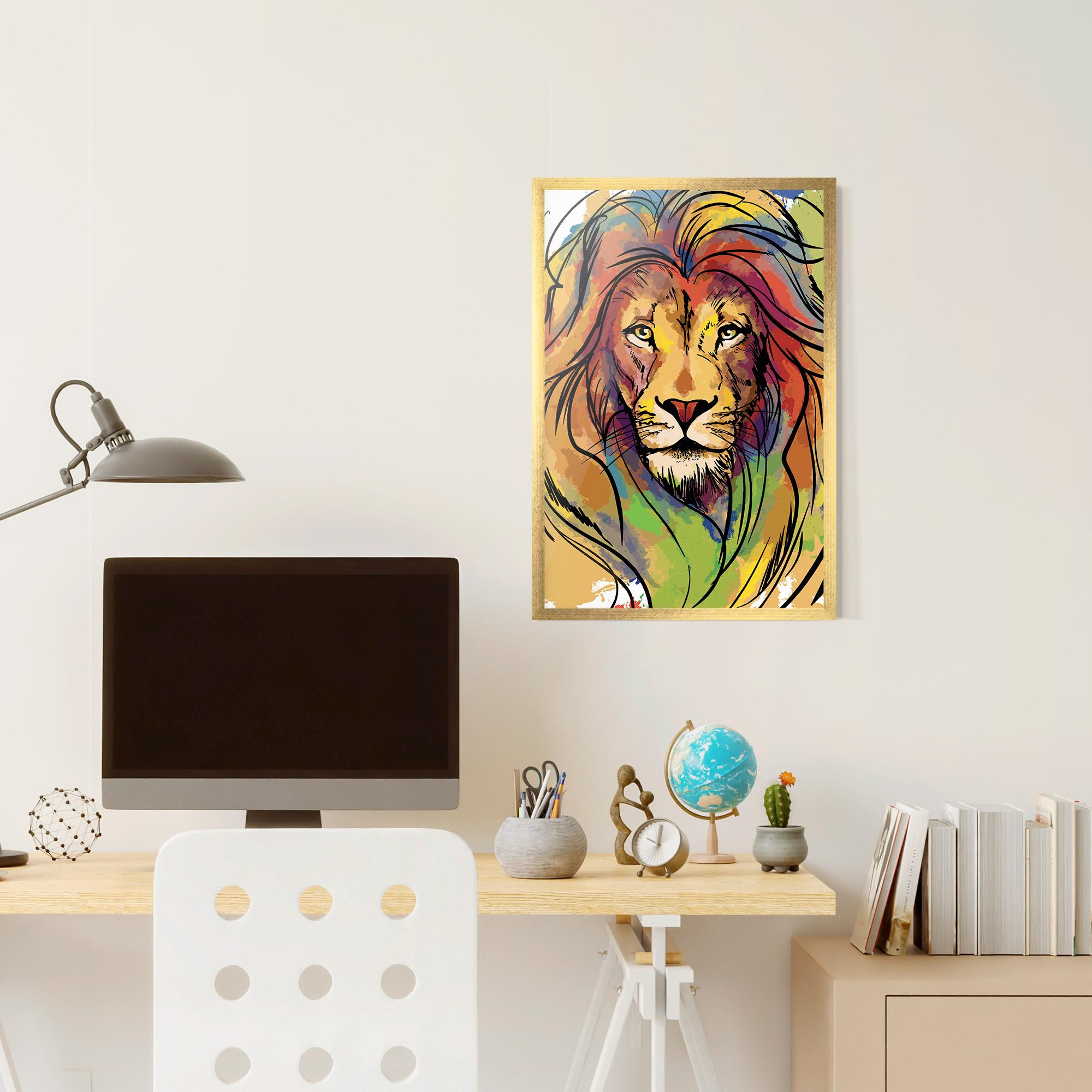 Plakat w Ramie Drawn Lion mockup 6