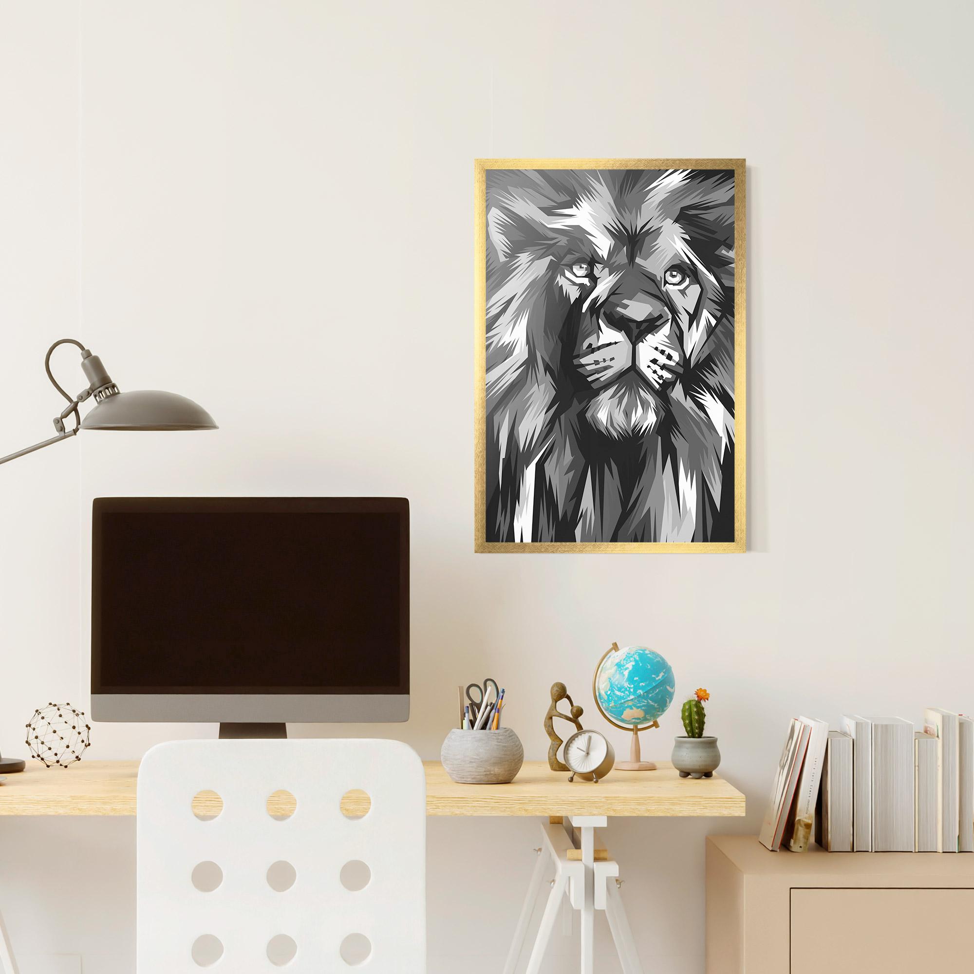 Plakat w Ramie Grey Head Lion mockup 6