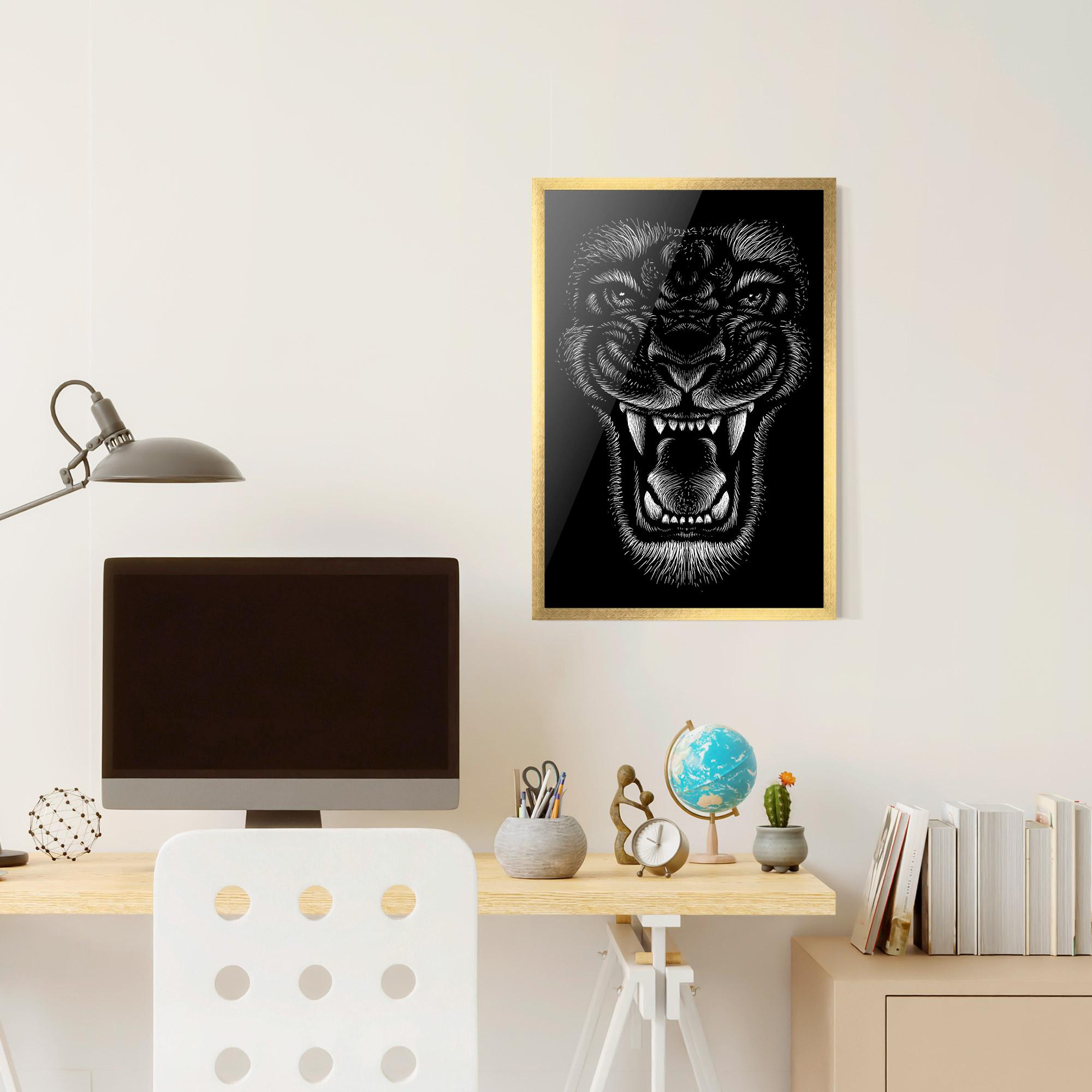 Plakat w Ramie Lion Bite mockup 6
