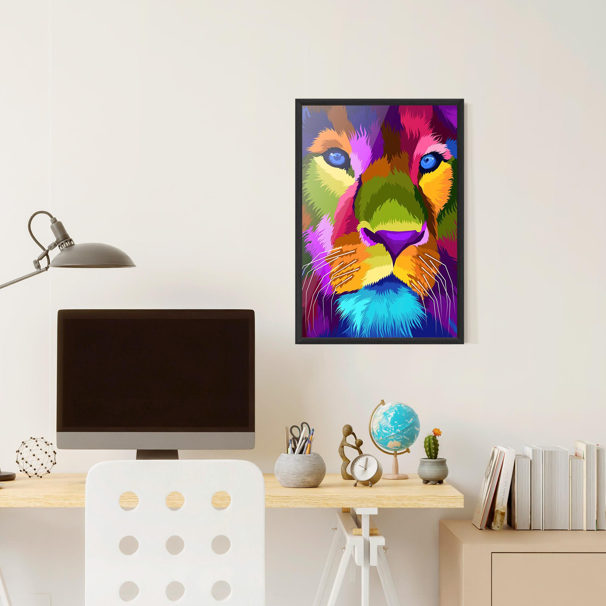 Plakat w Ramie Color Lion Close Up mockup 6