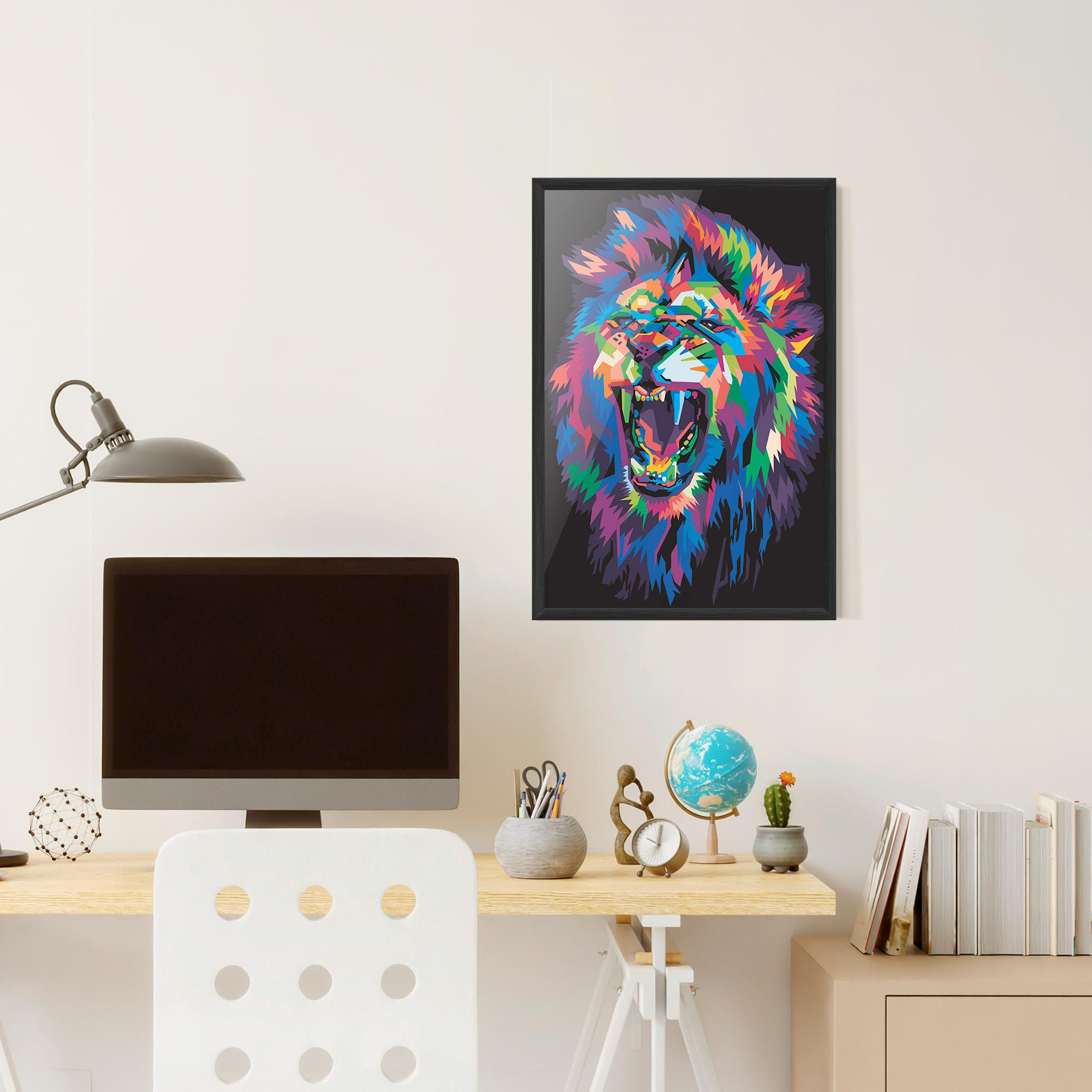 Plakat w Ramie Colorful Lion Head mockup 6