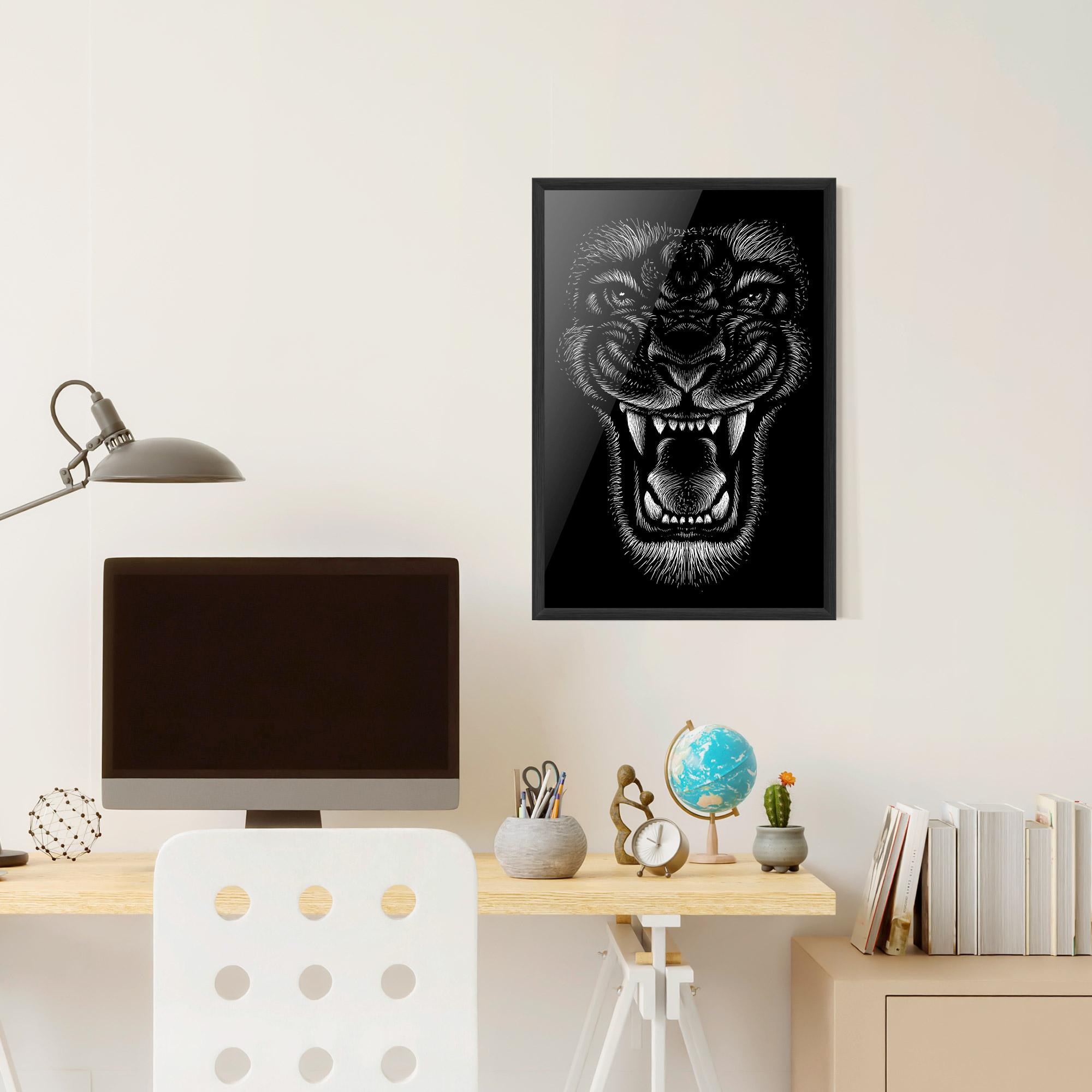 Plakat w Ramie Lion Bite mockup 6