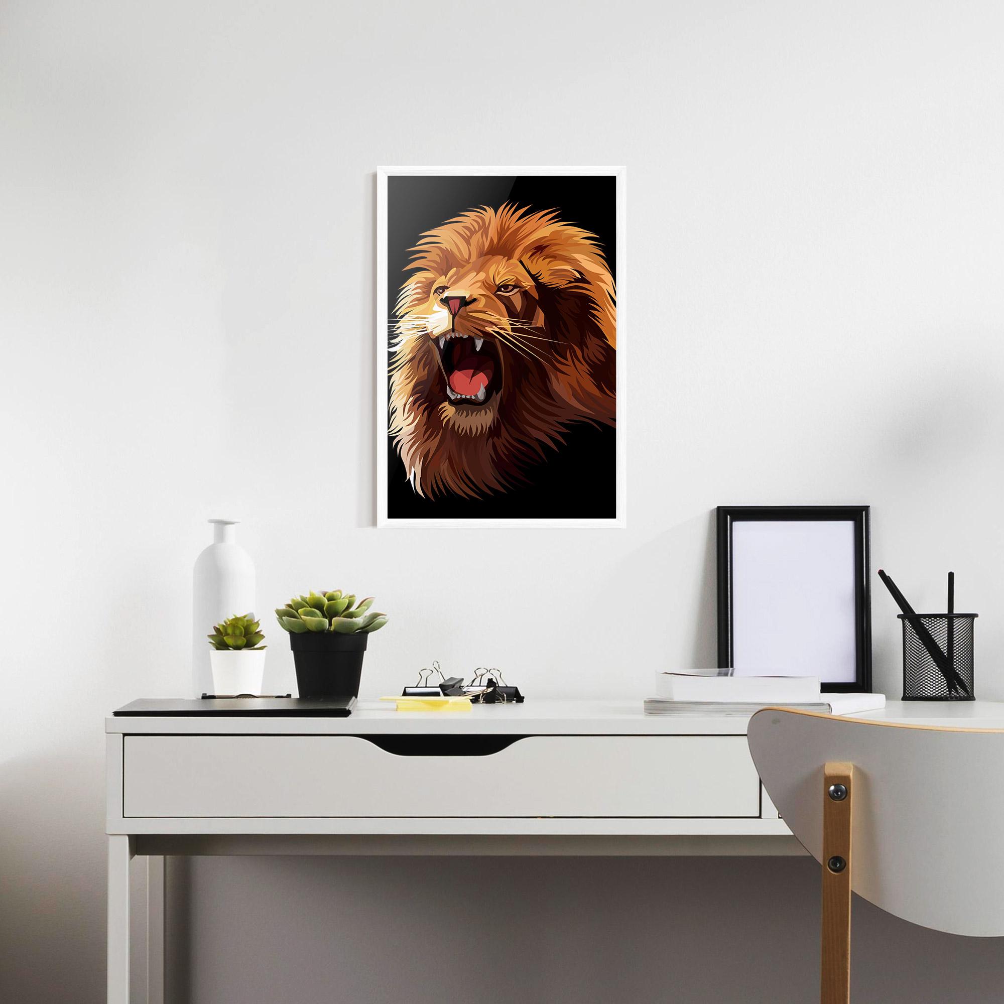 Plakat w Ramie Angry Lion Head mockup 7