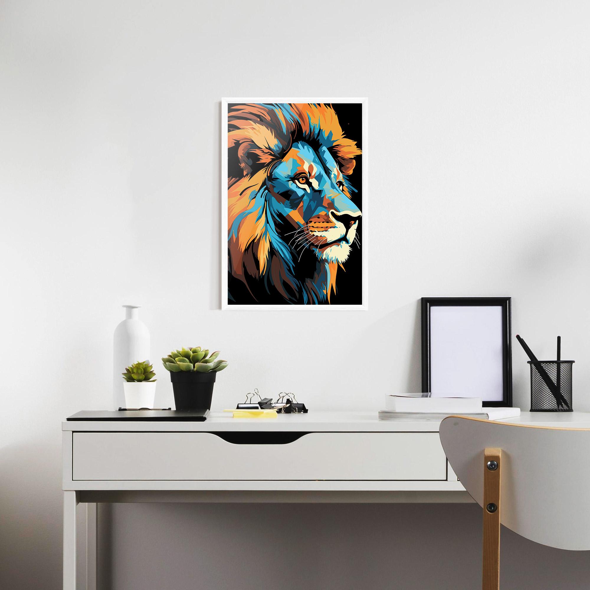 Plakat w Ramie Blue Yellow Lion mockup 7