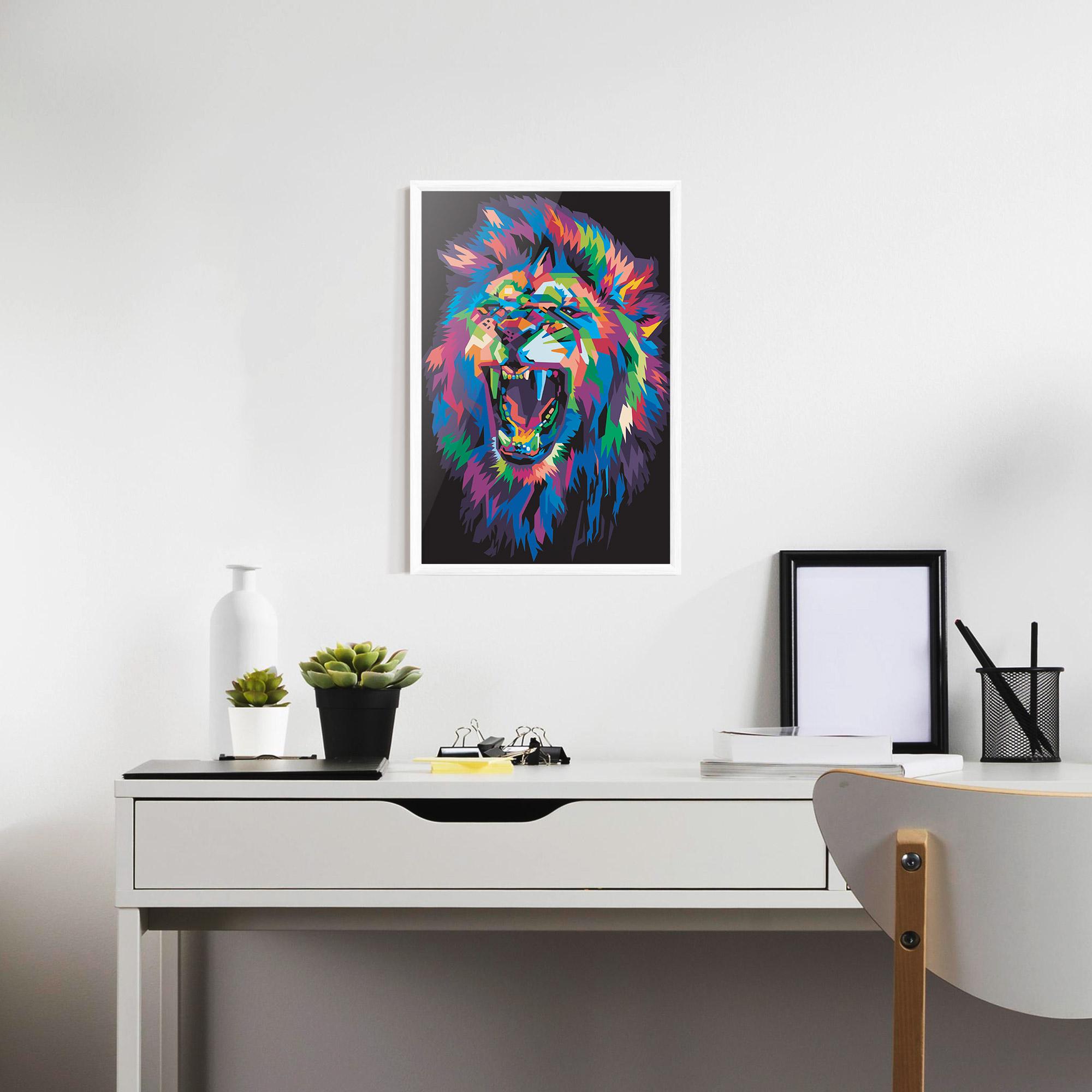 Plakat w Ramie Colorful Lion Head mockup 7