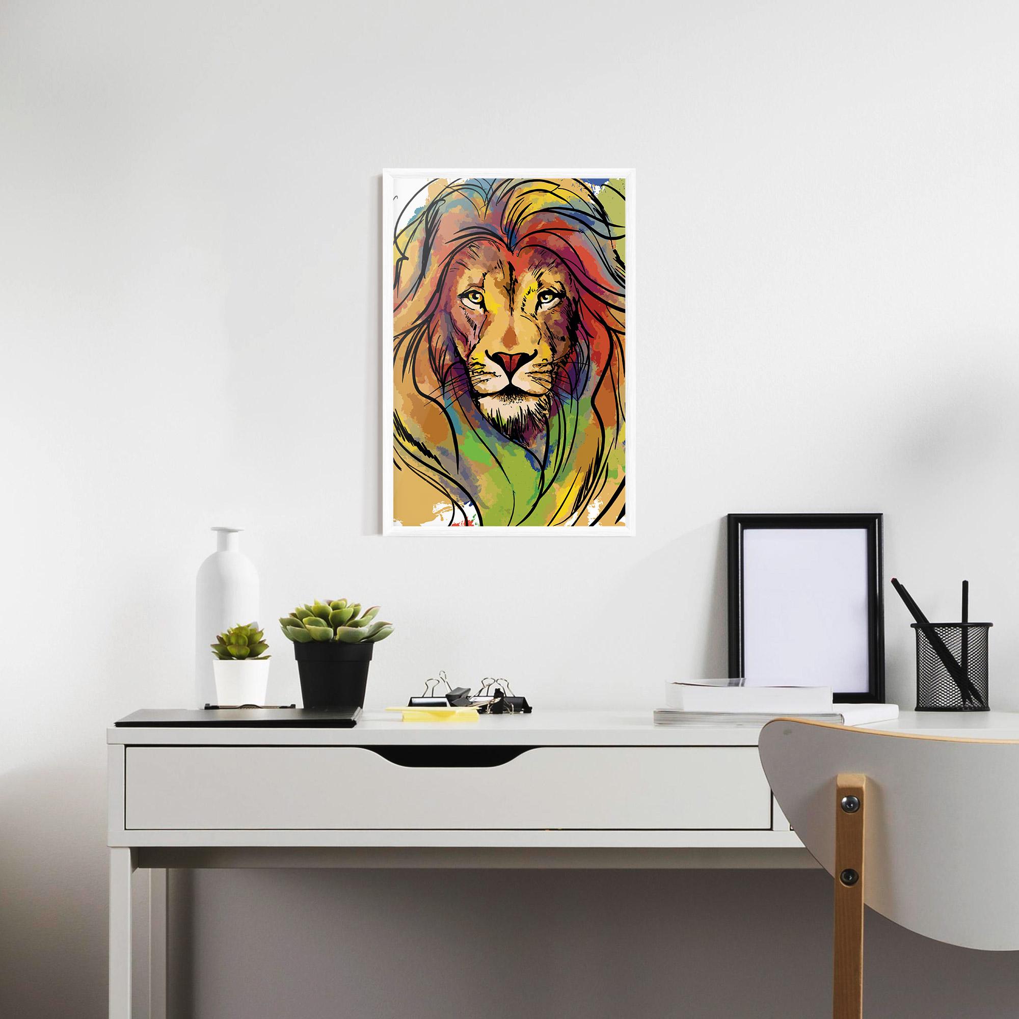 Plakat w Ramie Drawn Lion mockup 7