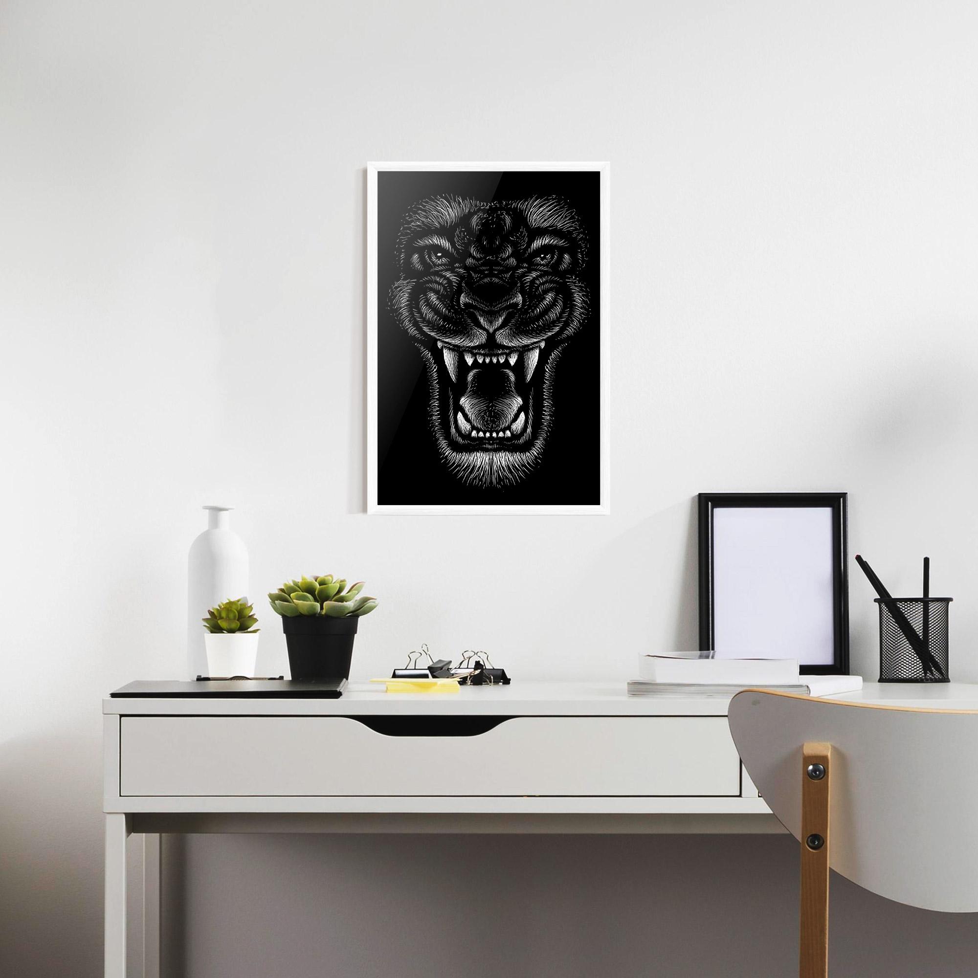 Plakat w Ramie Lion Bite mockup 7
