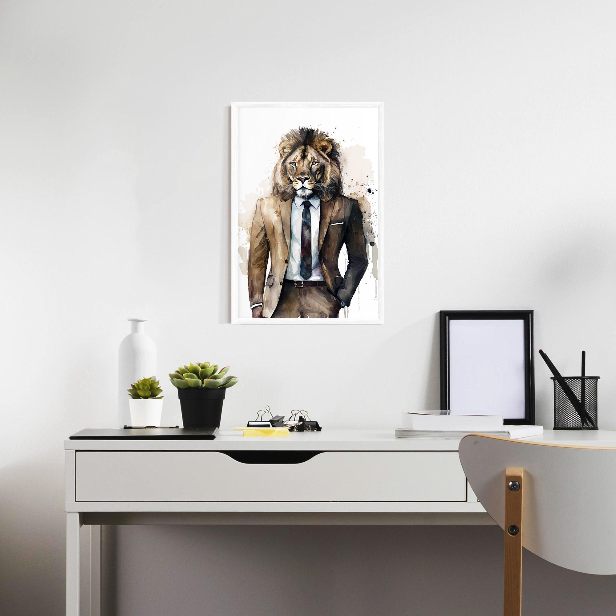 Plakat w Ramie Lion In Suit mockup 7