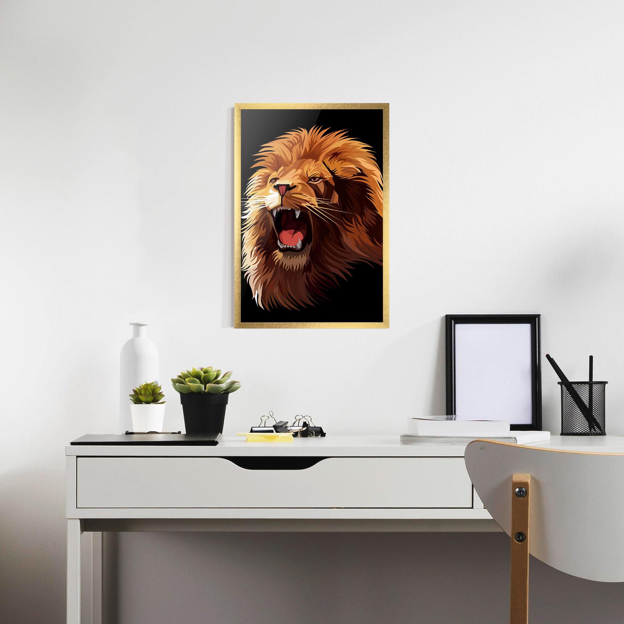 Plakat w Ramie Angry Lion Head mockup 7