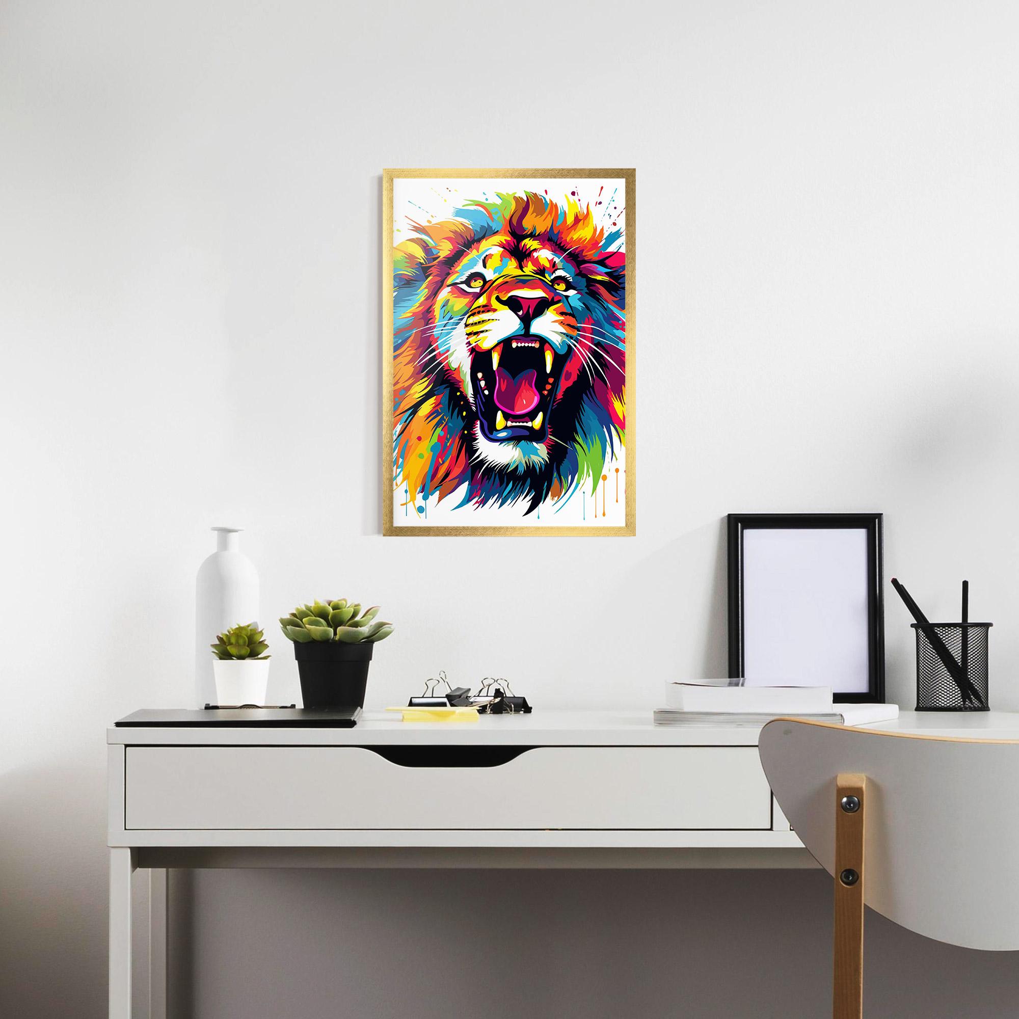 Plakat w Ramie Angry Lion Mix mockup 7