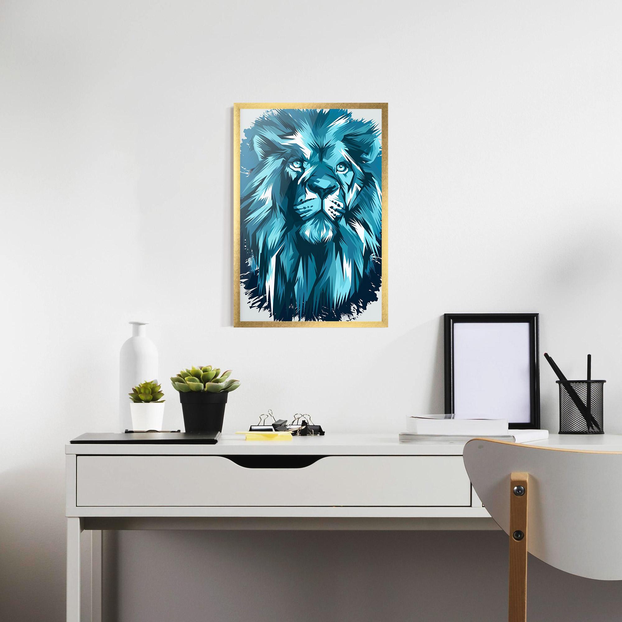 Plakat w Ramie Blue Lion Head mockup 7