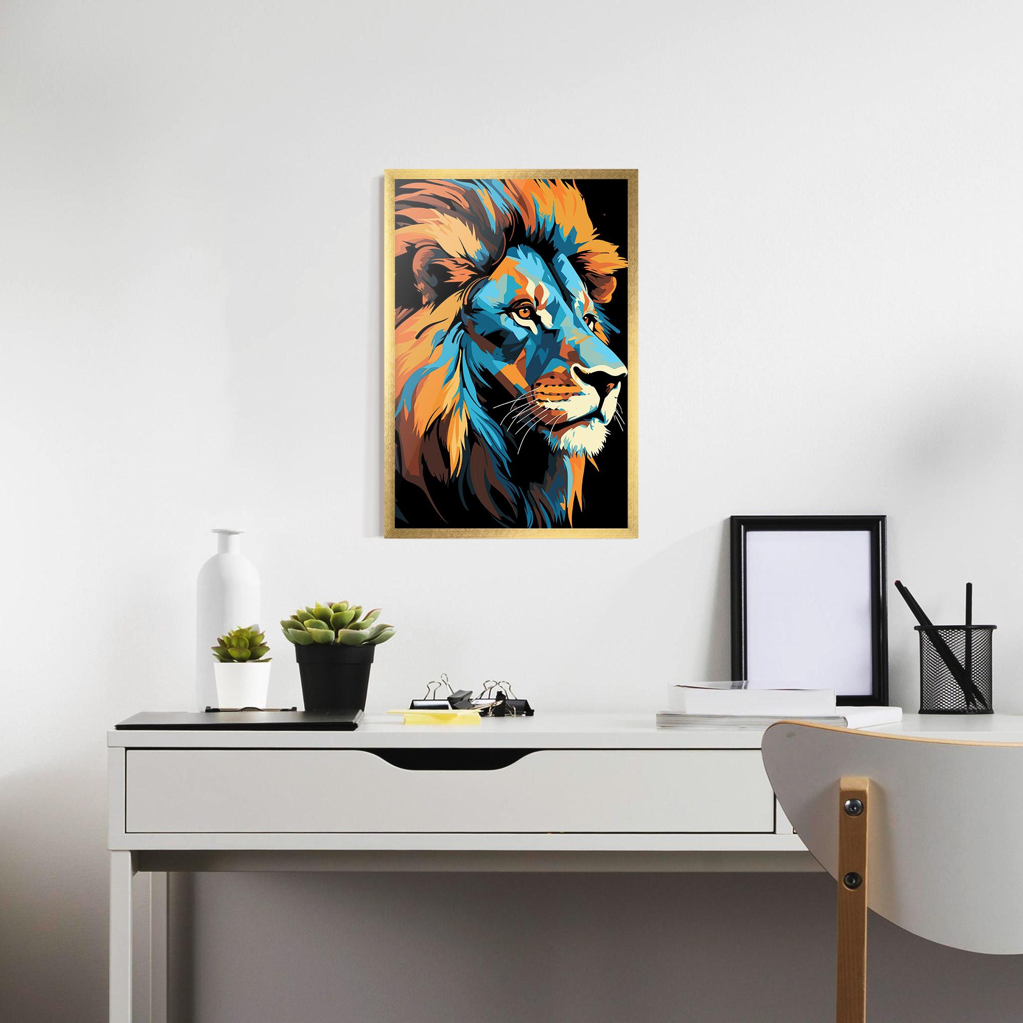 Plakat w Ramie Blue Yellow Lion mockup 7