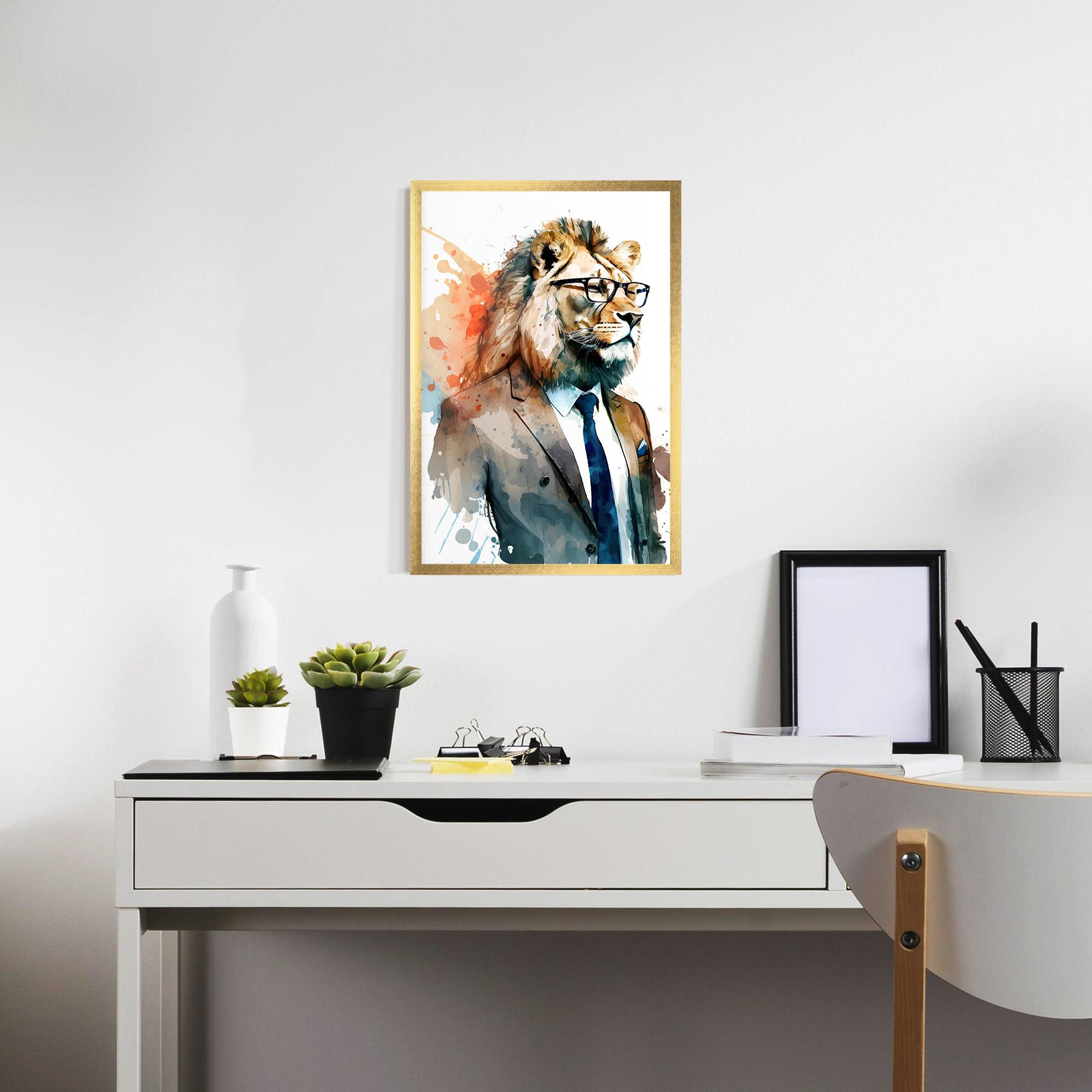 Plakat w Ramie Brown Suit Lion mockup 7