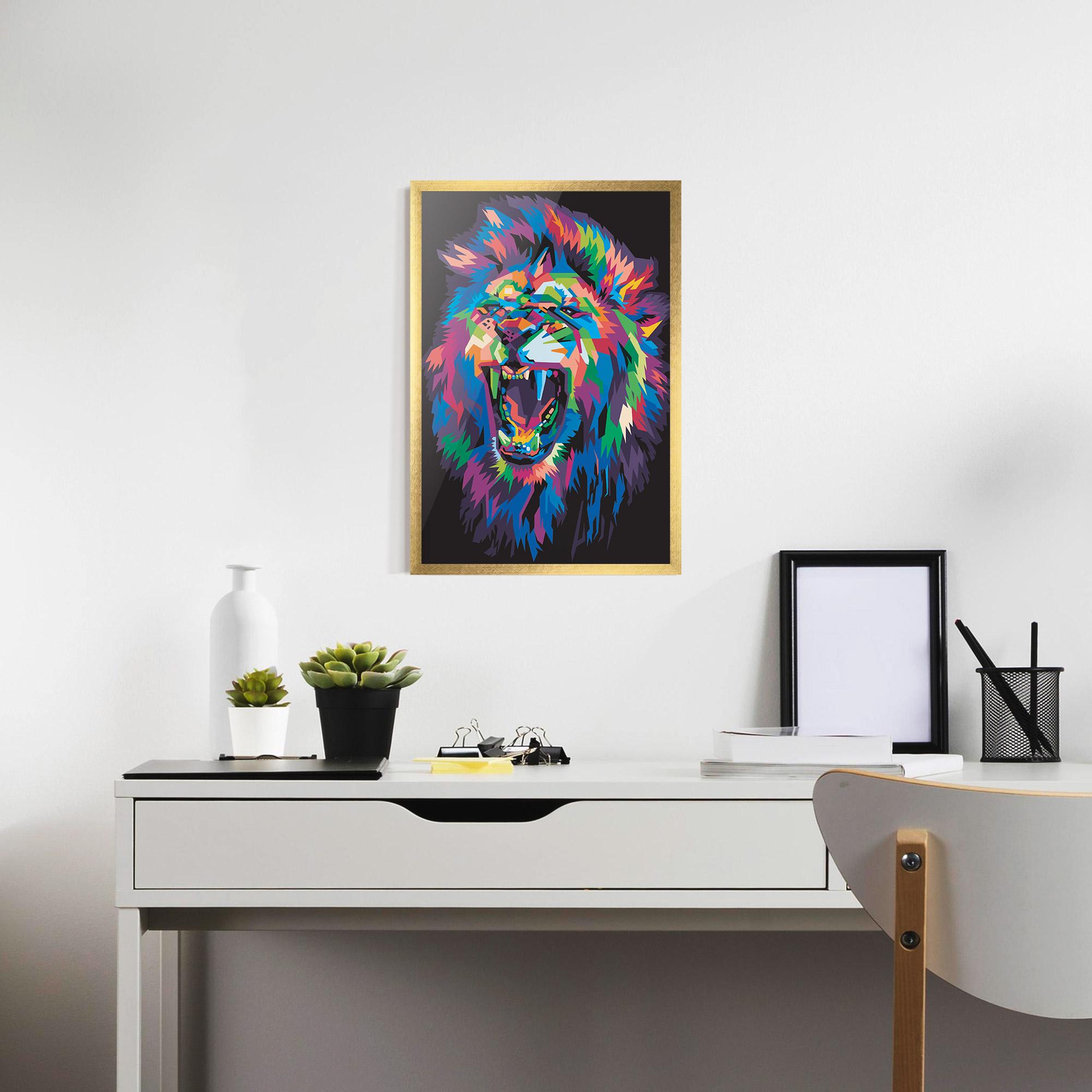 Plakat w Ramie Colorful Lion Head mockup 7
