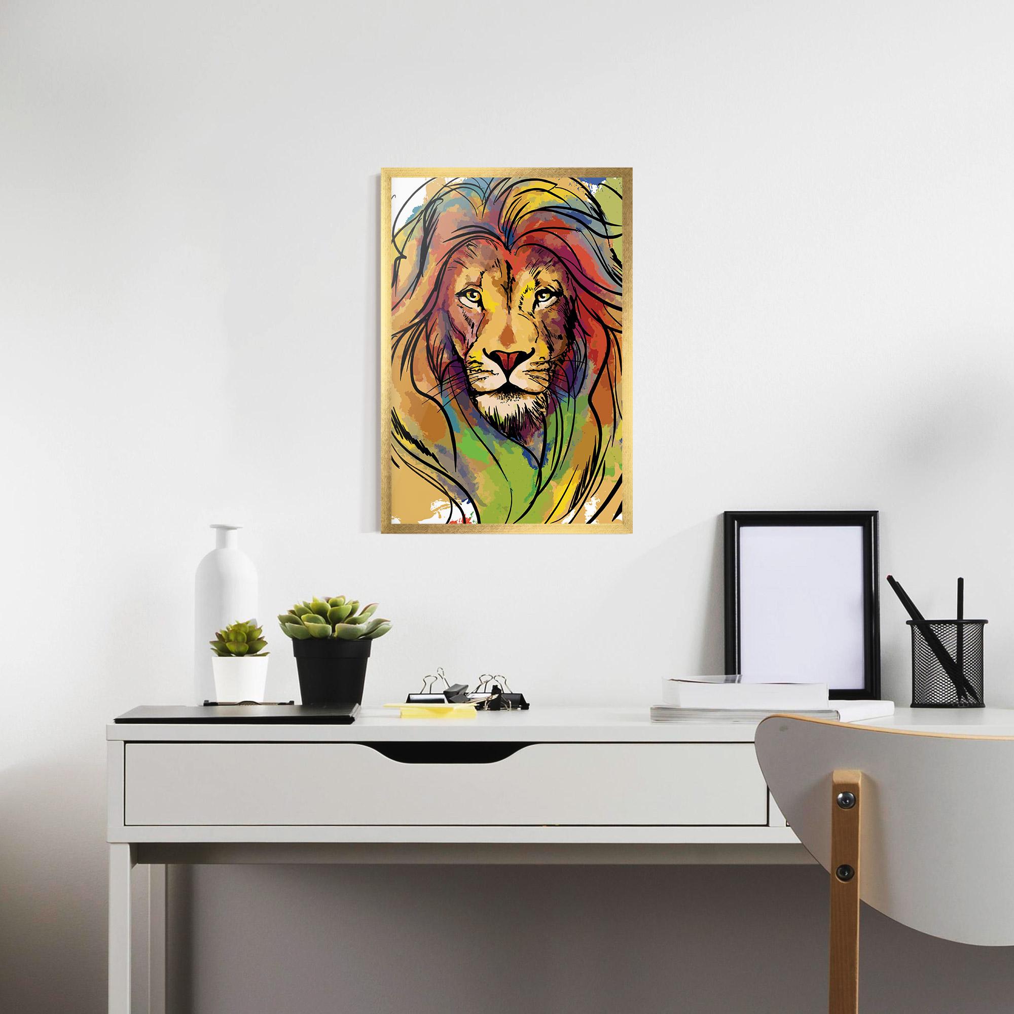 Plakat w Ramie Drawn Lion mockup 7