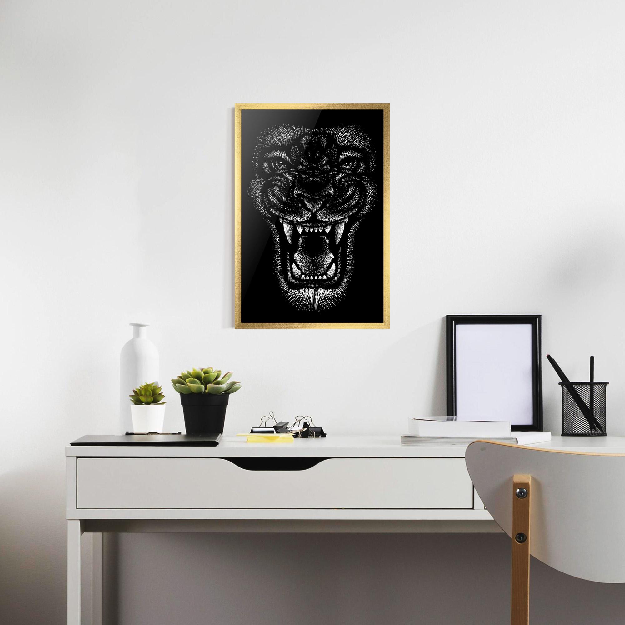Plakat w Ramie Lion Bite mockup 7