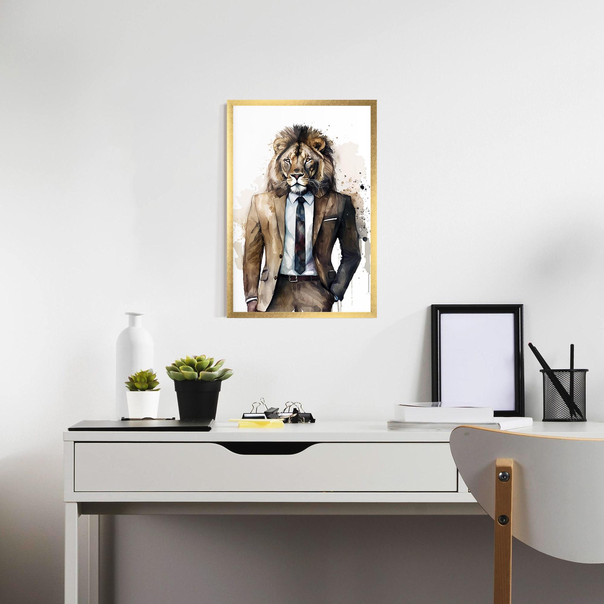 Plakat w Ramie Lion In Suit mockup 7