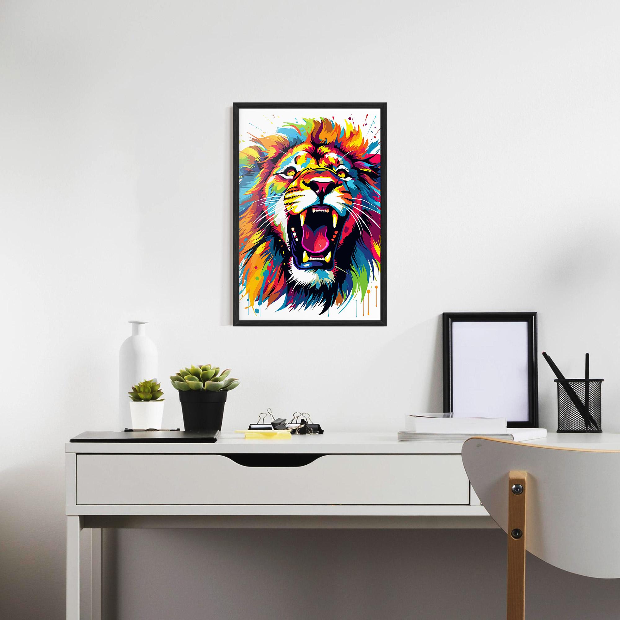 Plakat w Ramie Angry Lion Mix mockup 7