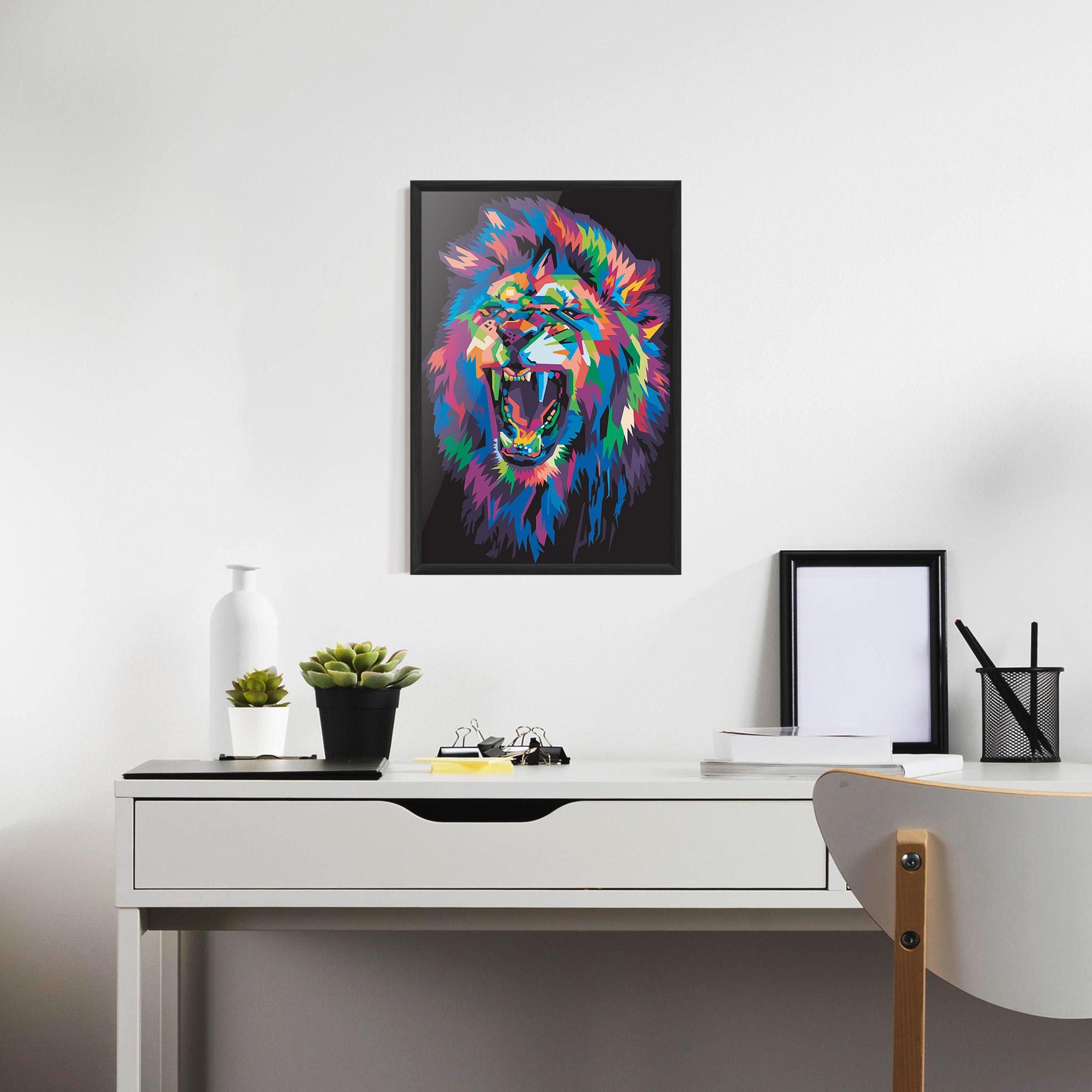 Plakat w Ramie Colorful Lion Head mockup 7