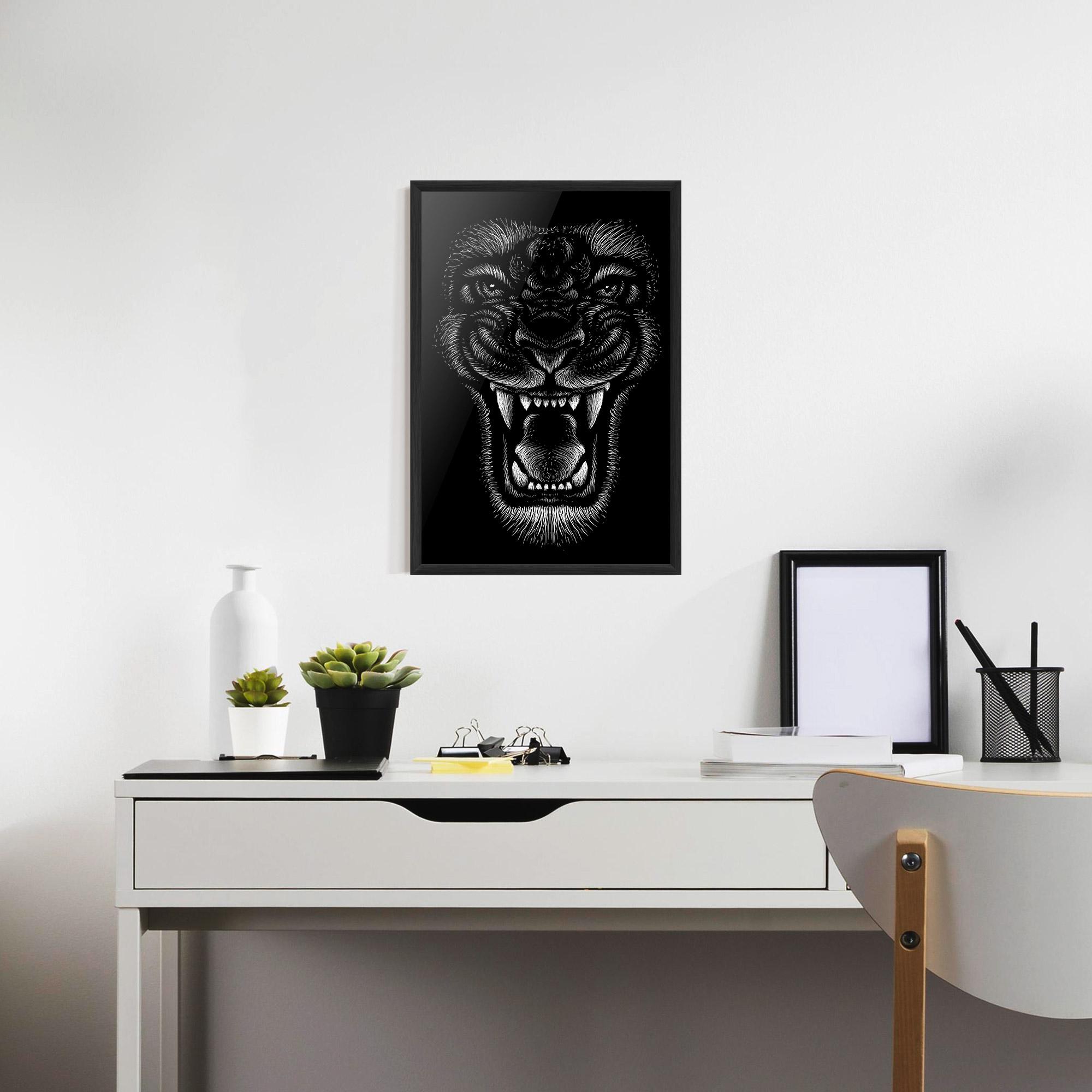 Plakat w Ramie Lion Bite mockup 7