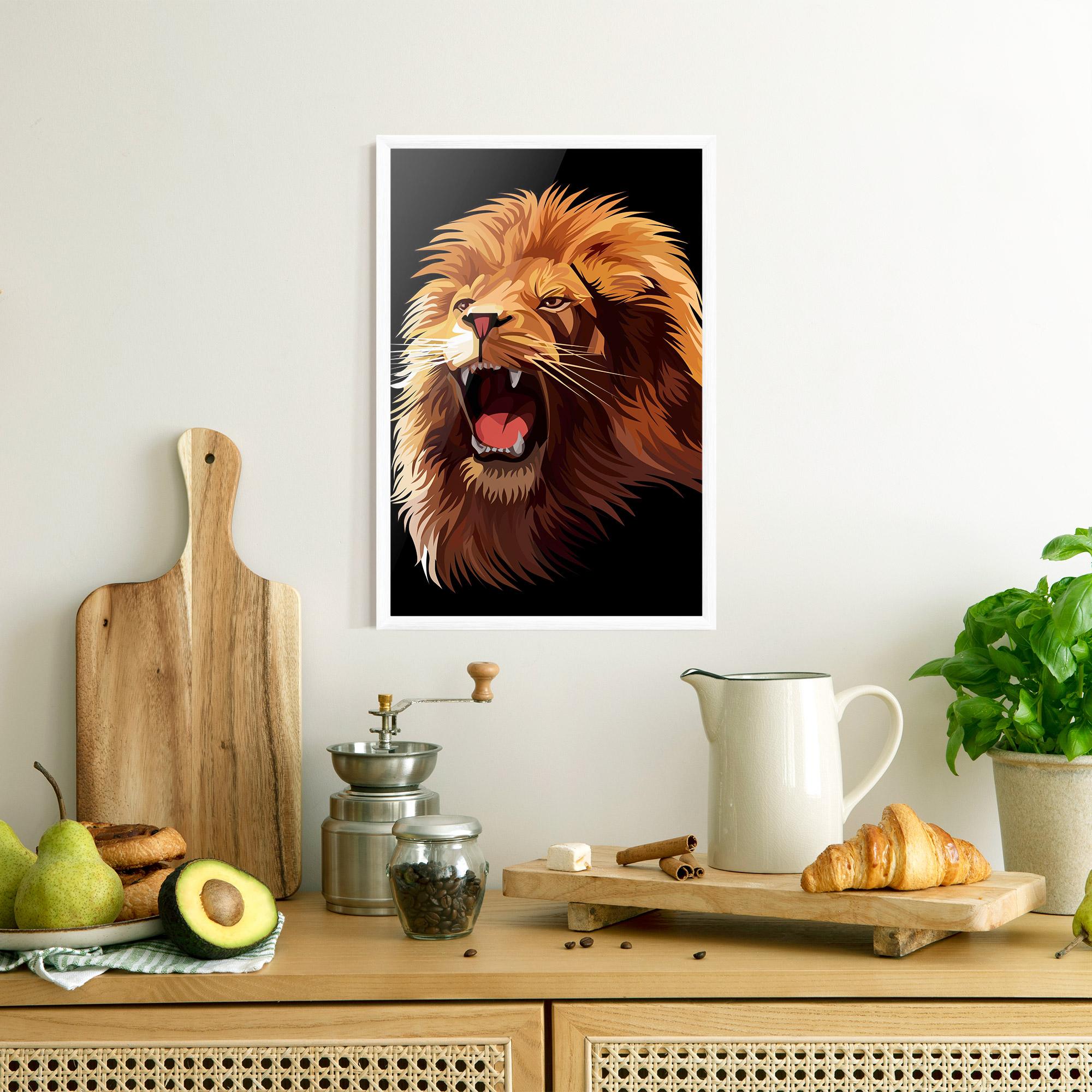Plakat w Ramie Angry Lion Head mockup 8