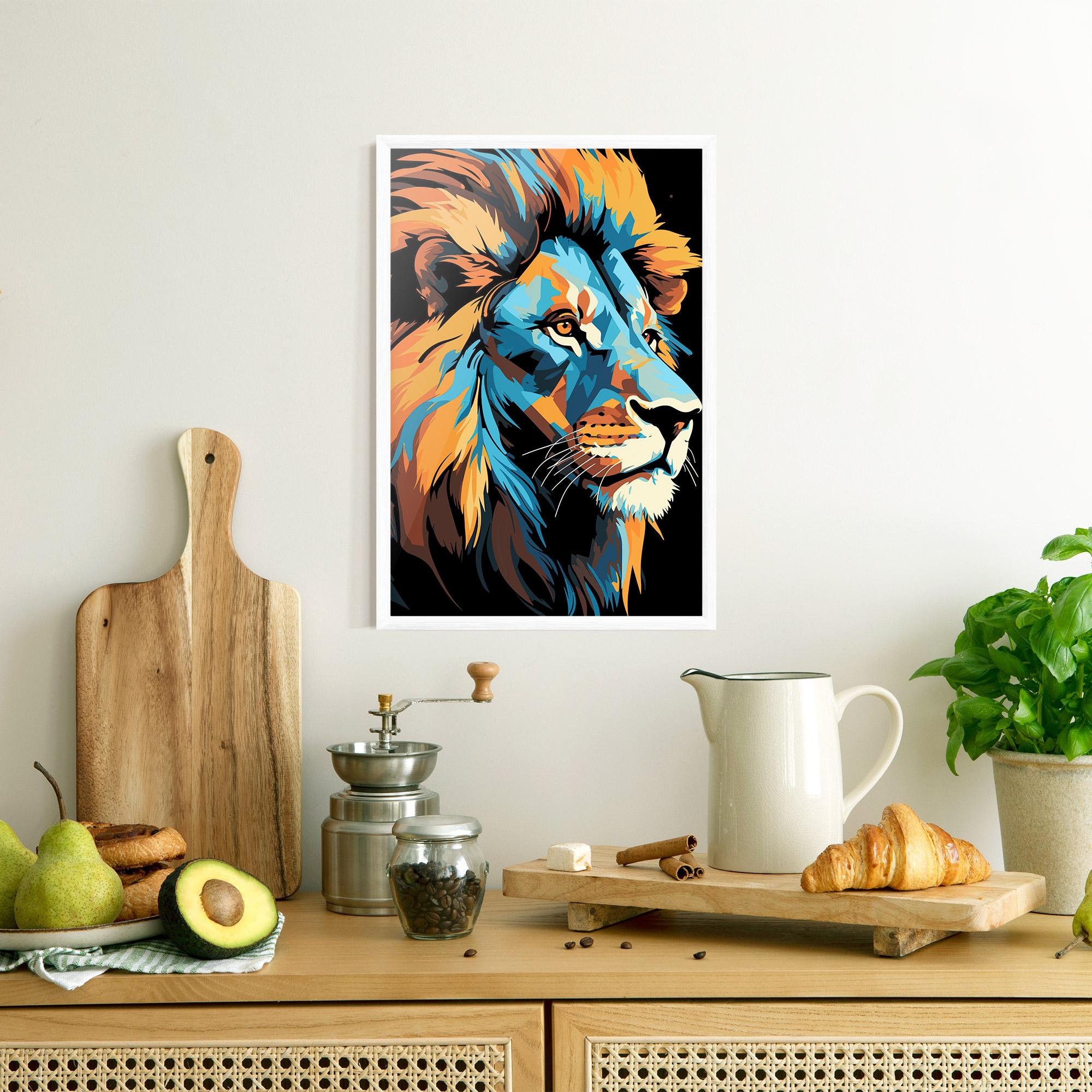 Plakat w Ramie Blue Yellow Lion mockup 8