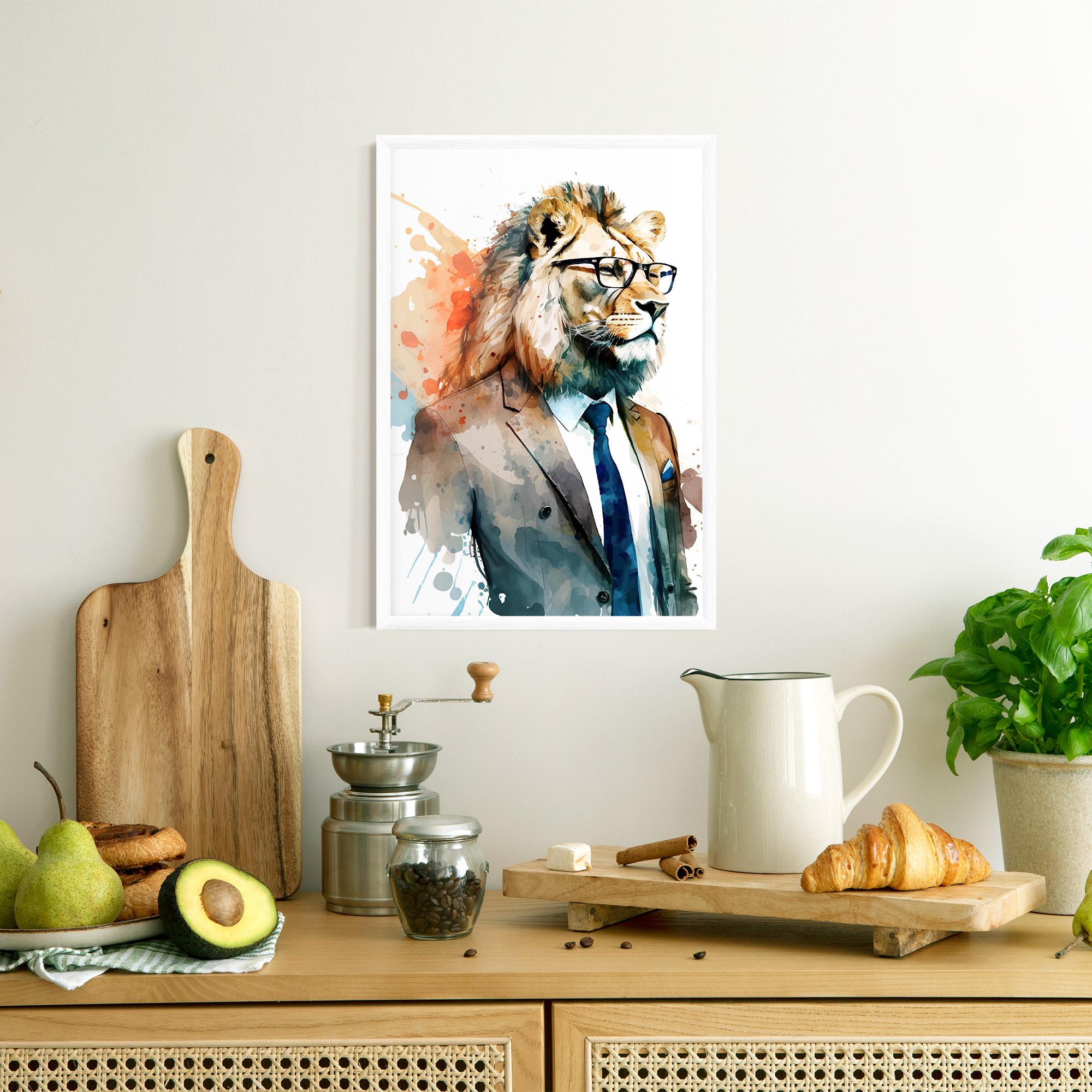 Plakat w Ramie Brown Suit Lion mockup 8