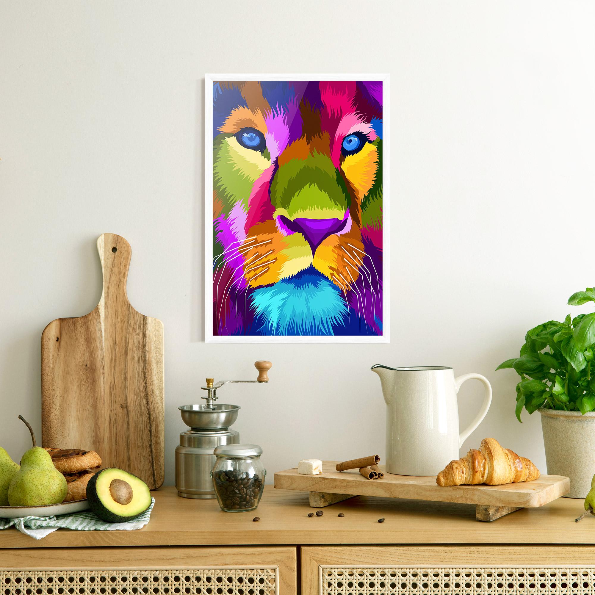 Plakat w Ramie Color Lion Close Up mockup 8