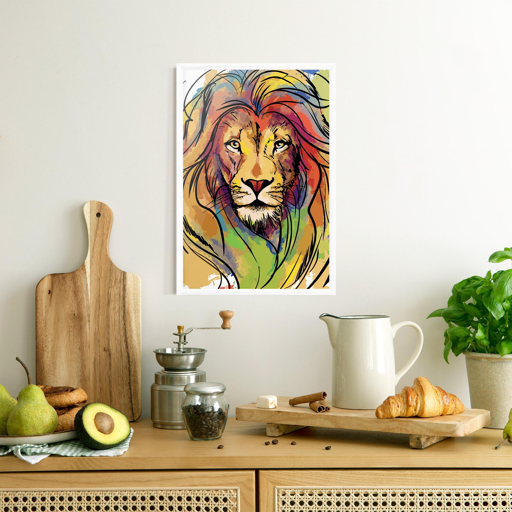 Plakat w Ramie Drawn Lion mockup 8