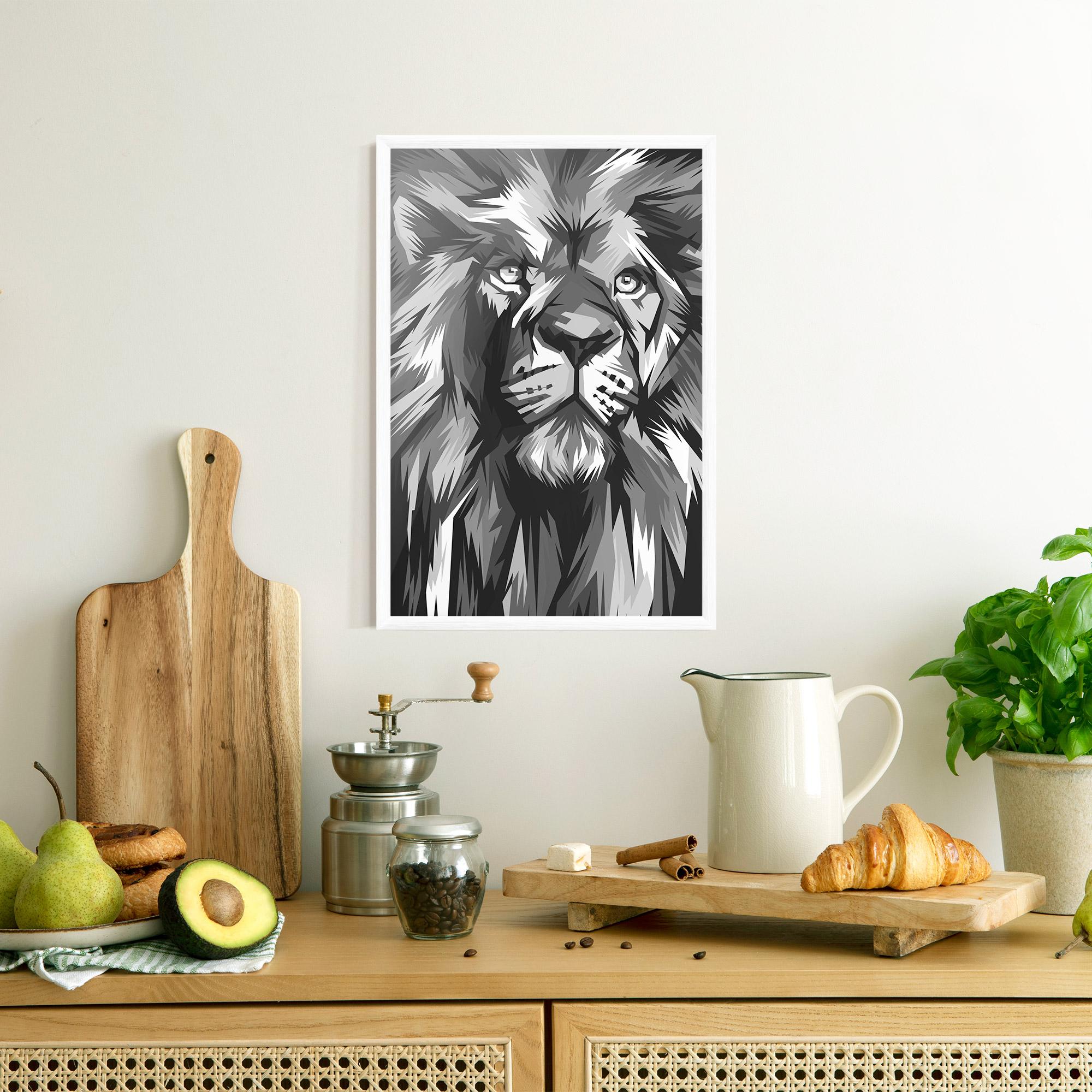 Plakat w Ramie Grey Head Lion mockup 8