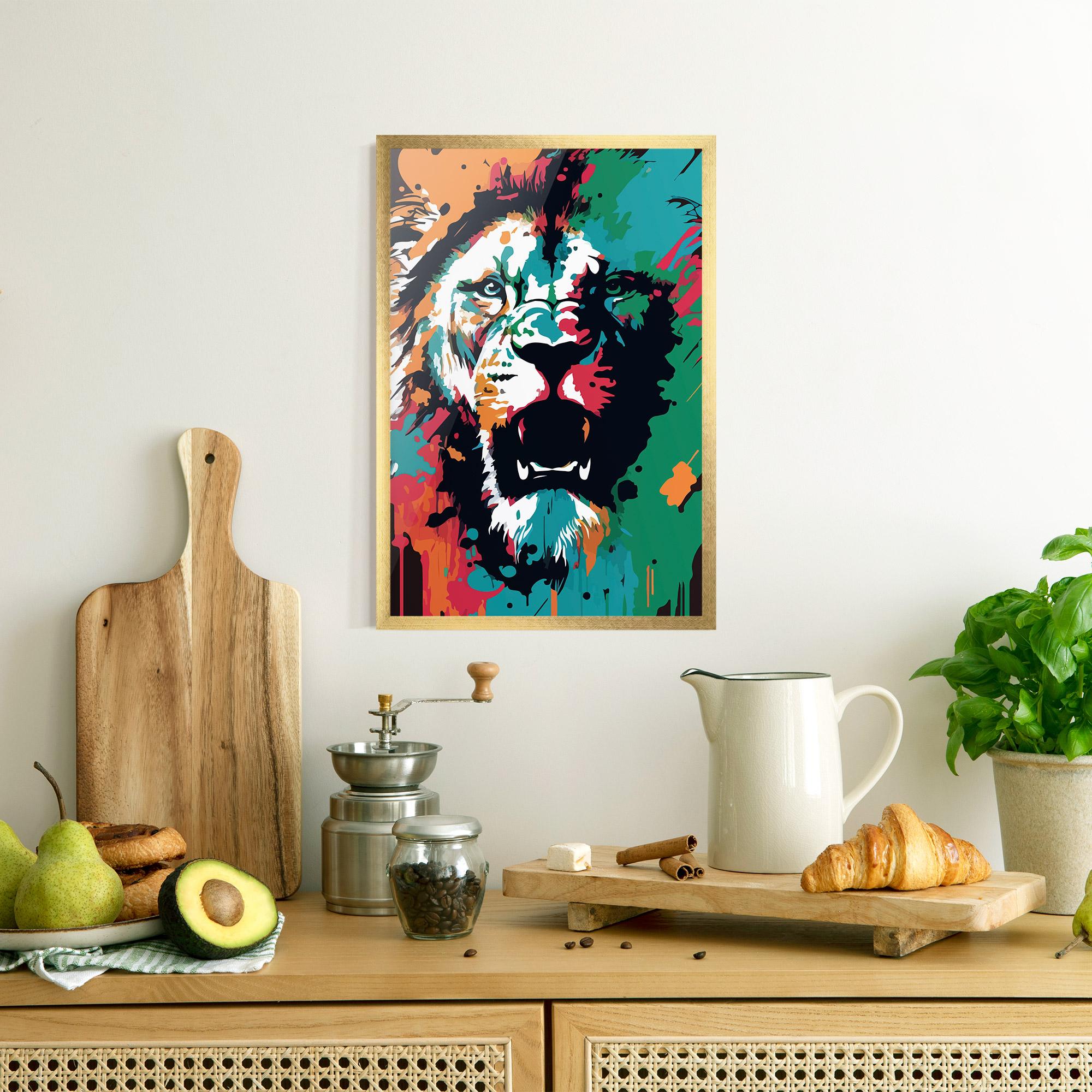 Plakat w Ramie Blue Green Lion mockup 8