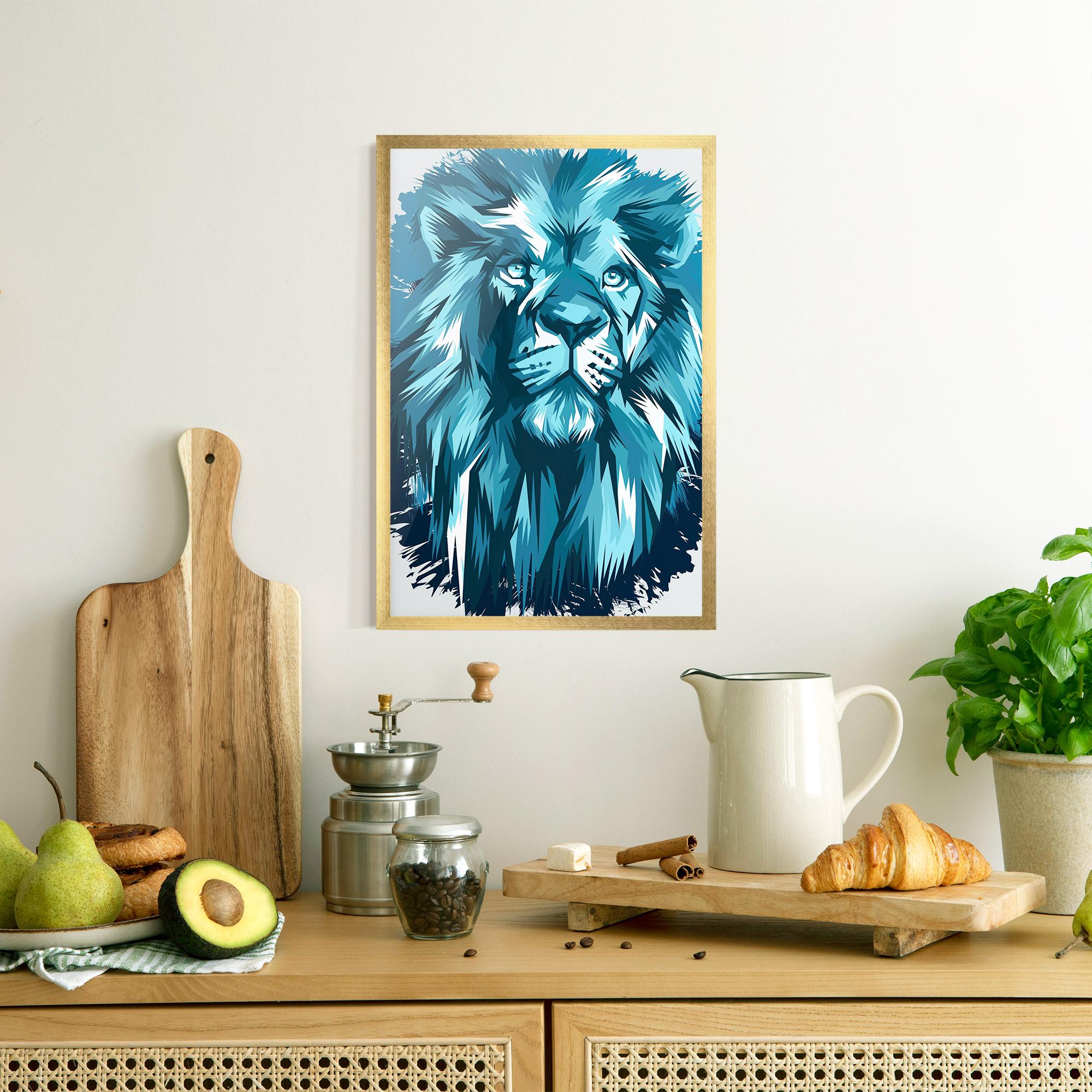 Plakat w Ramie Blue Lion Head mockup 8