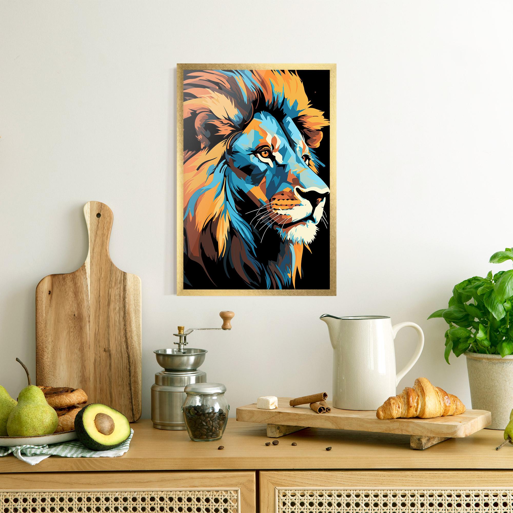 Plakat w Ramie Blue Yellow Lion mockup 8