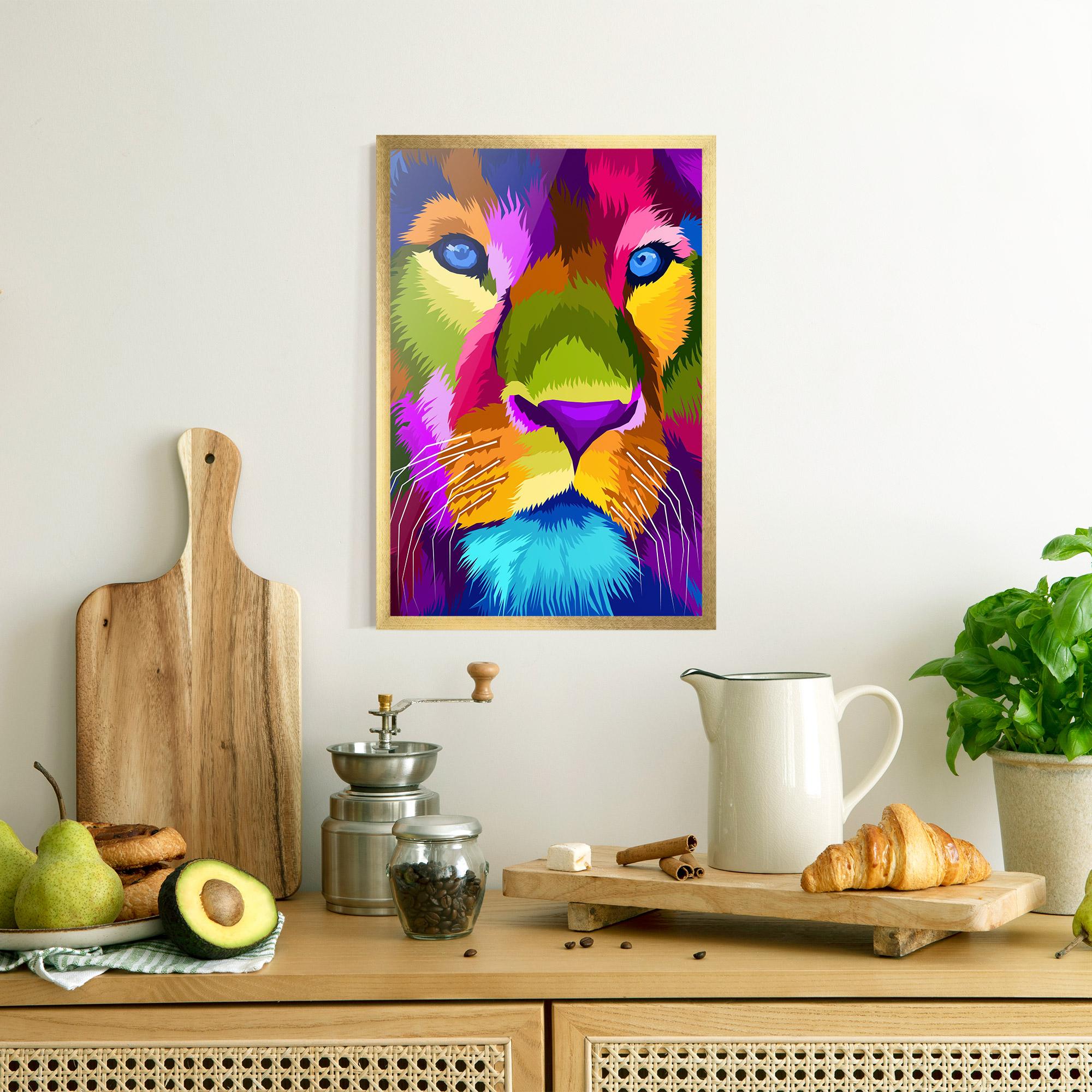 Plakat w Ramie Color Lion Close Up mockup 8