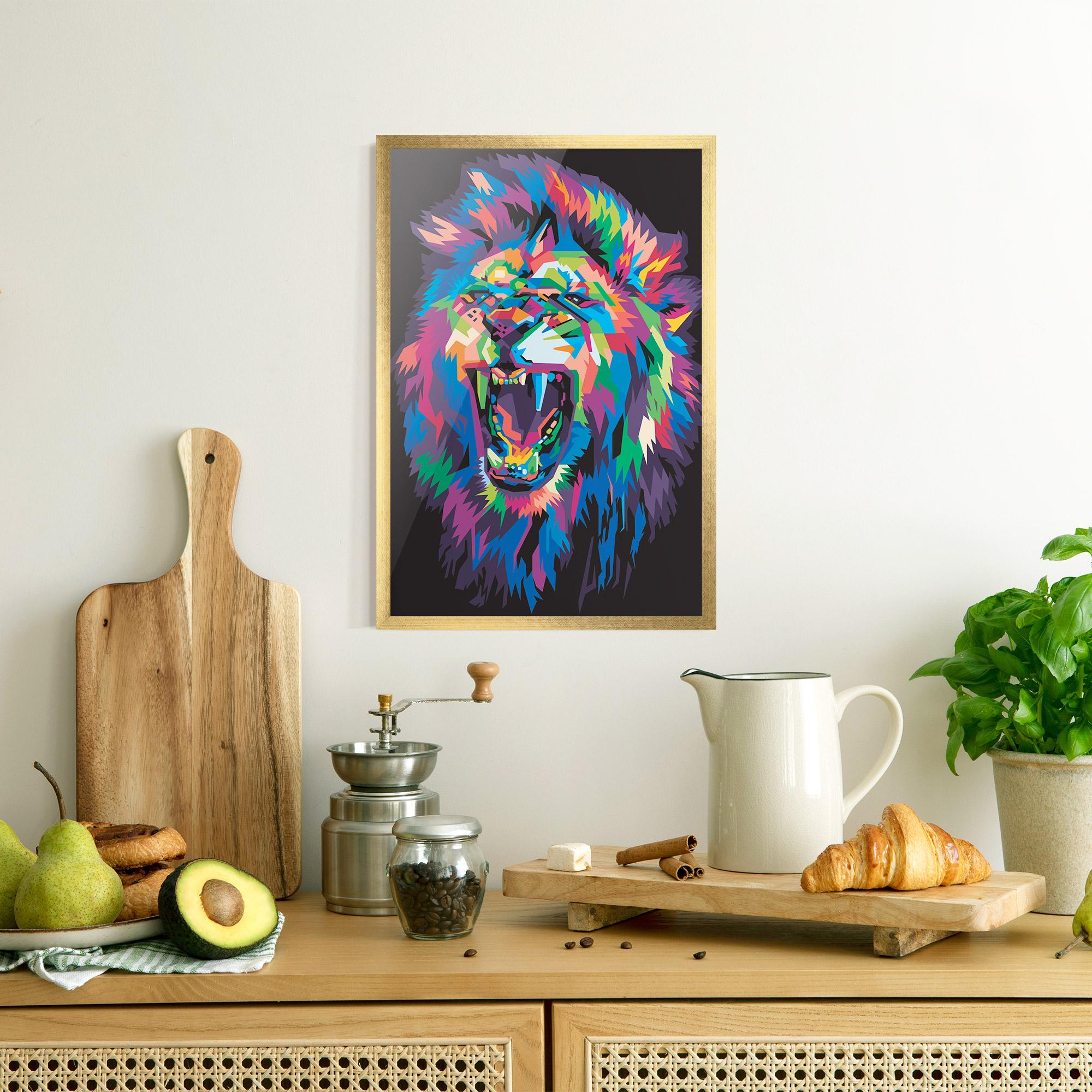 Plakat w Ramie Colorful Lion Head mockup 8