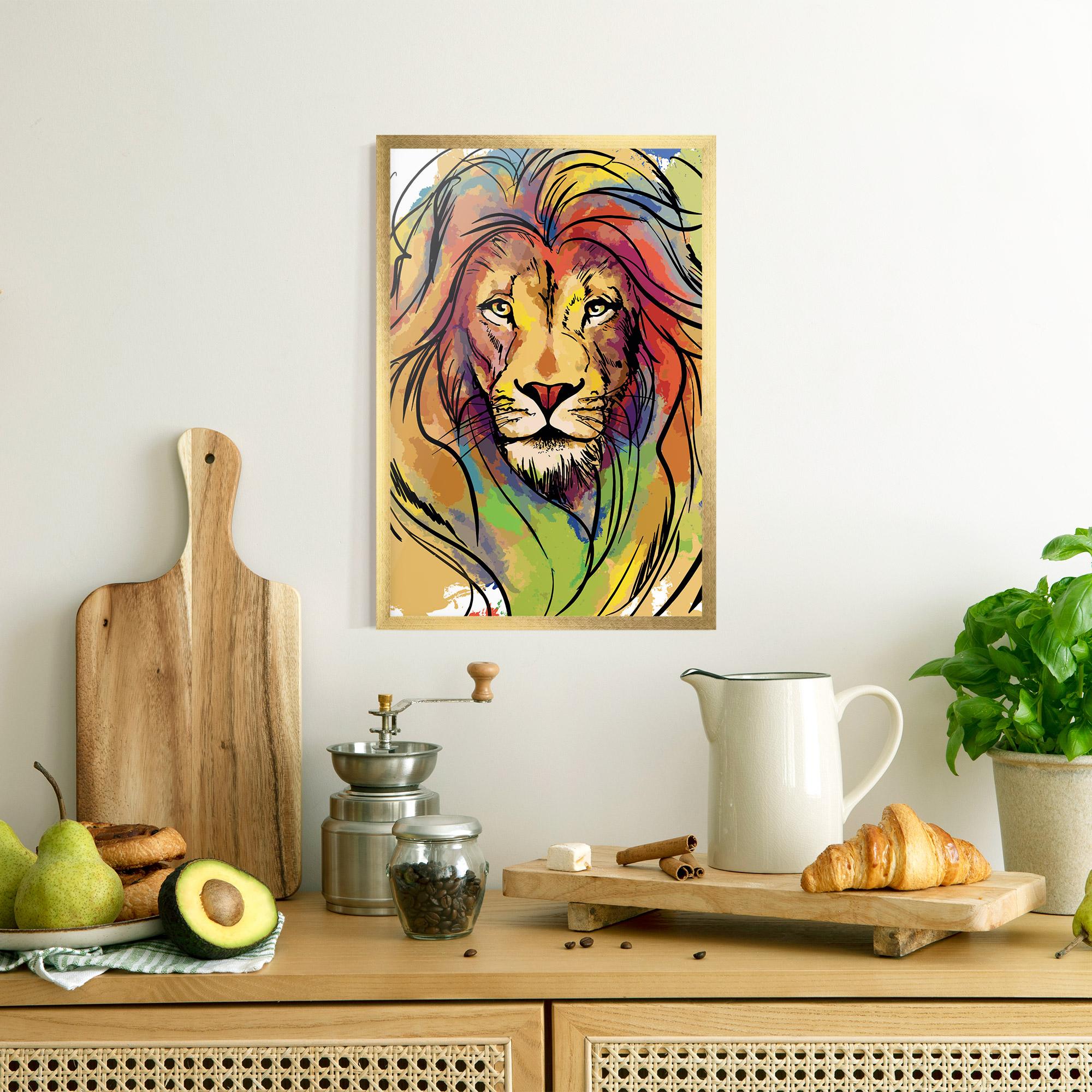 Plakat w Ramie Drawn Lion mockup 8
