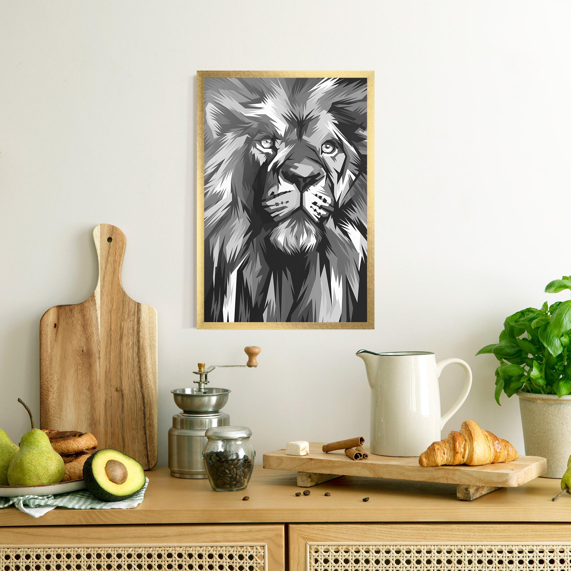 Plakat w Ramie Grey Head Lion mockup 8