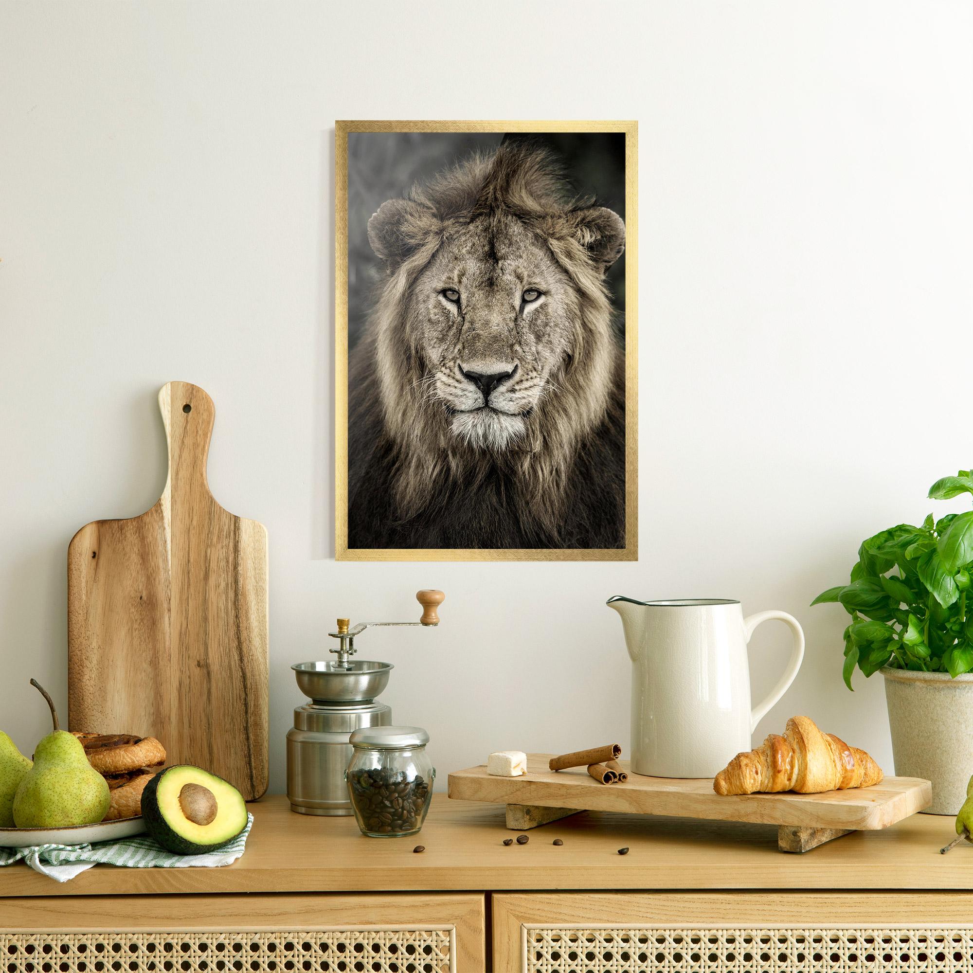 Plakat w Ramie Lion Close Up mockup 8