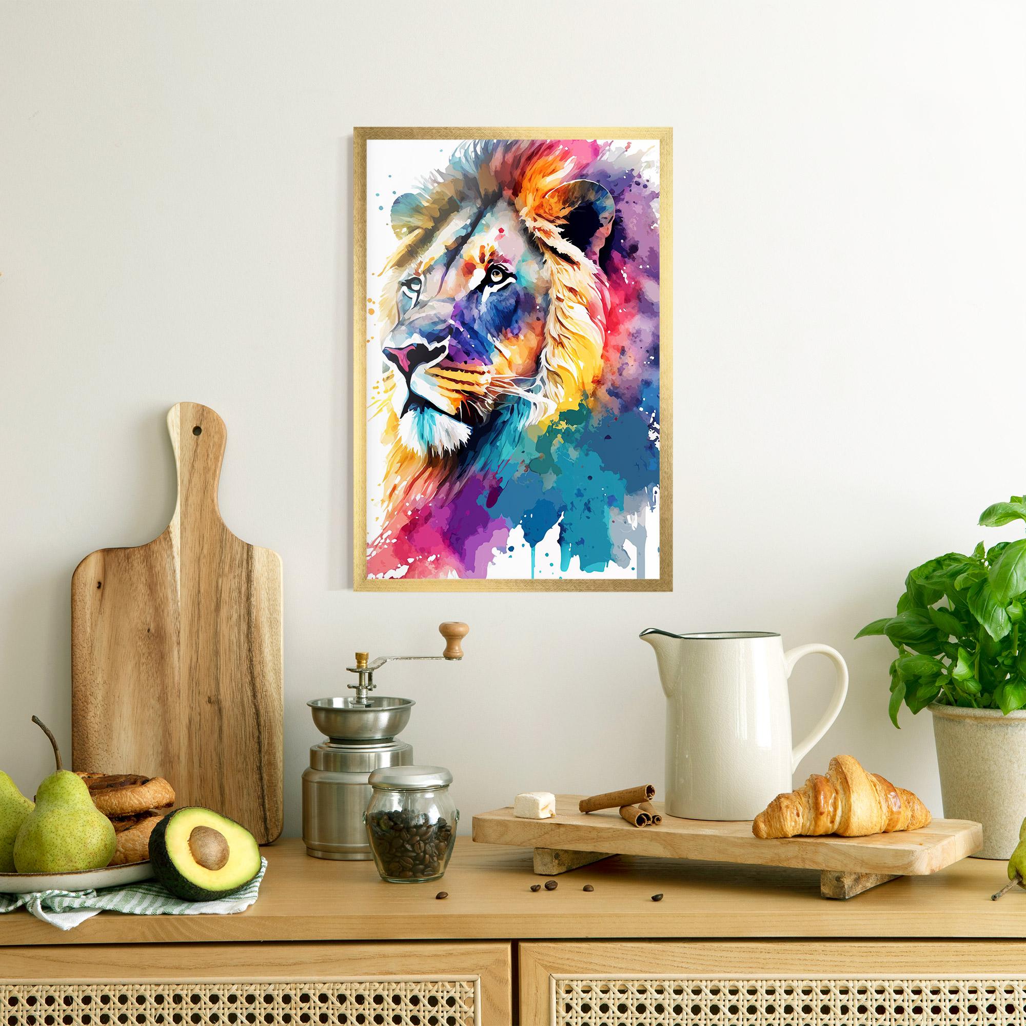 Plakat w Ramie Vibrant Color Lion mockup 8