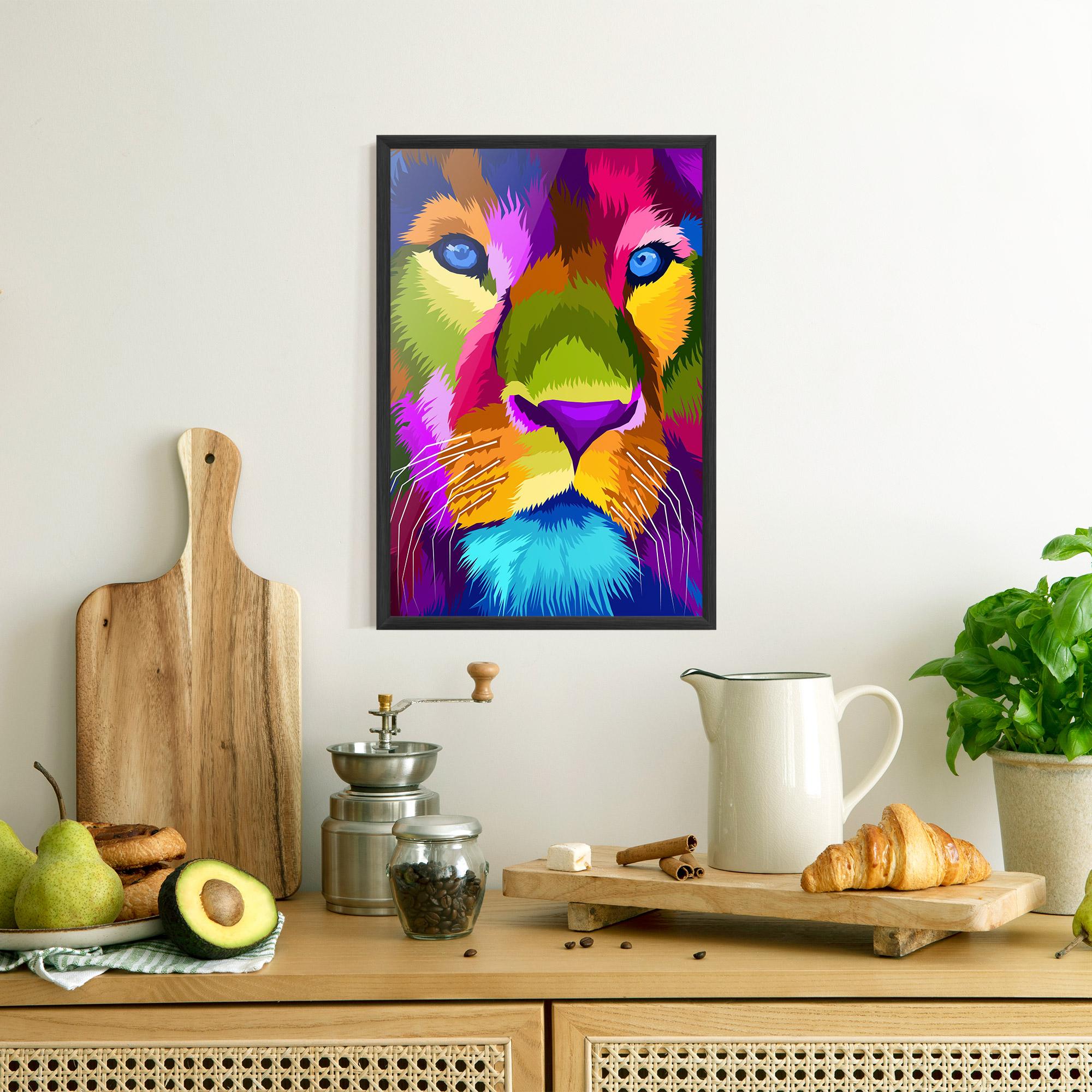Plakat w Ramie Color Lion Close Up mockup 8