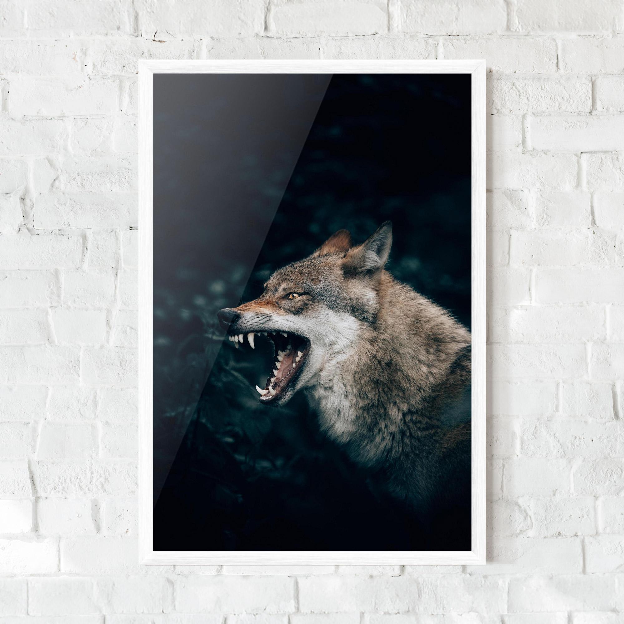 Plakat w Ramie Angry Wolf In The Forest mockup 0