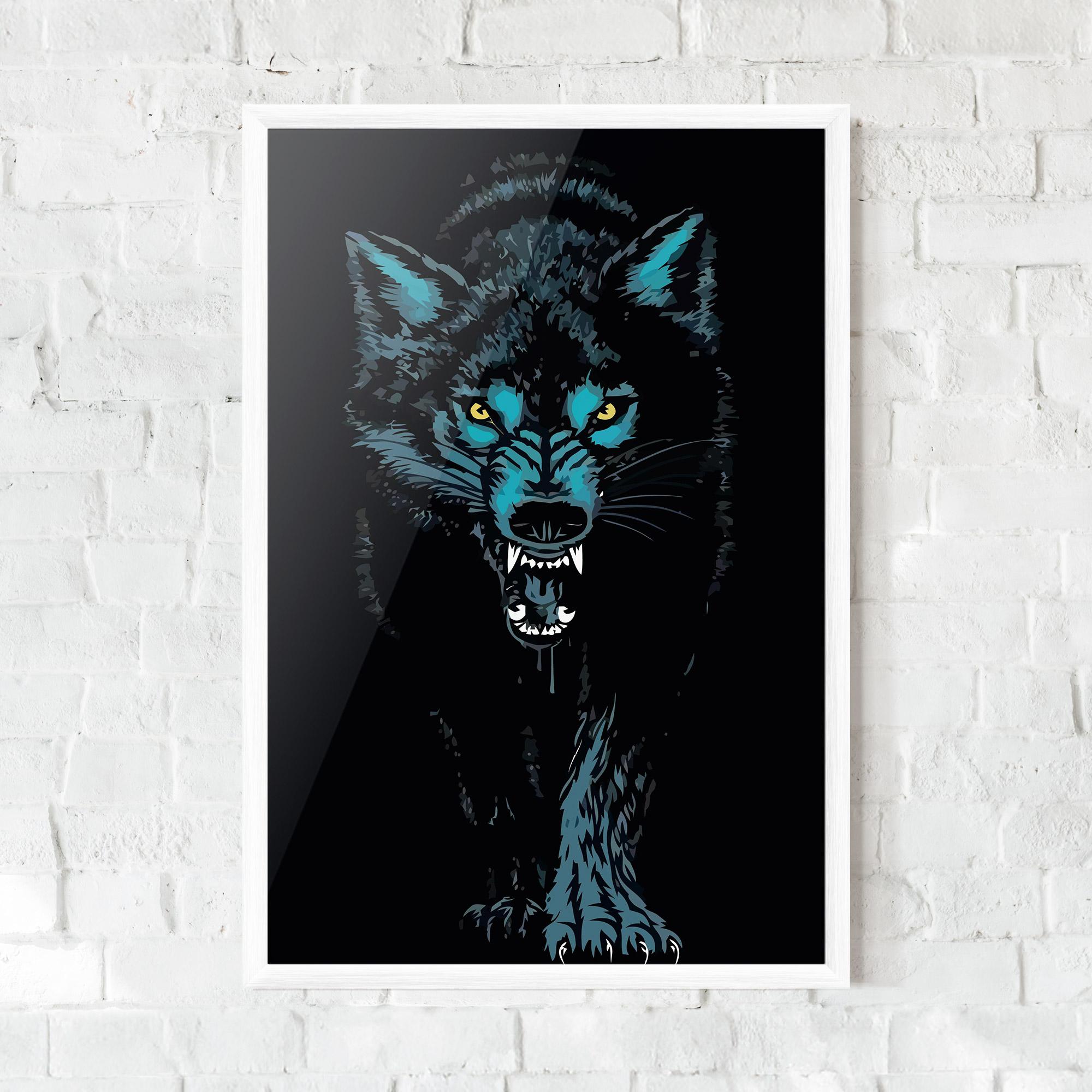 Plakat w Ramie Blue Wolf mockup 0