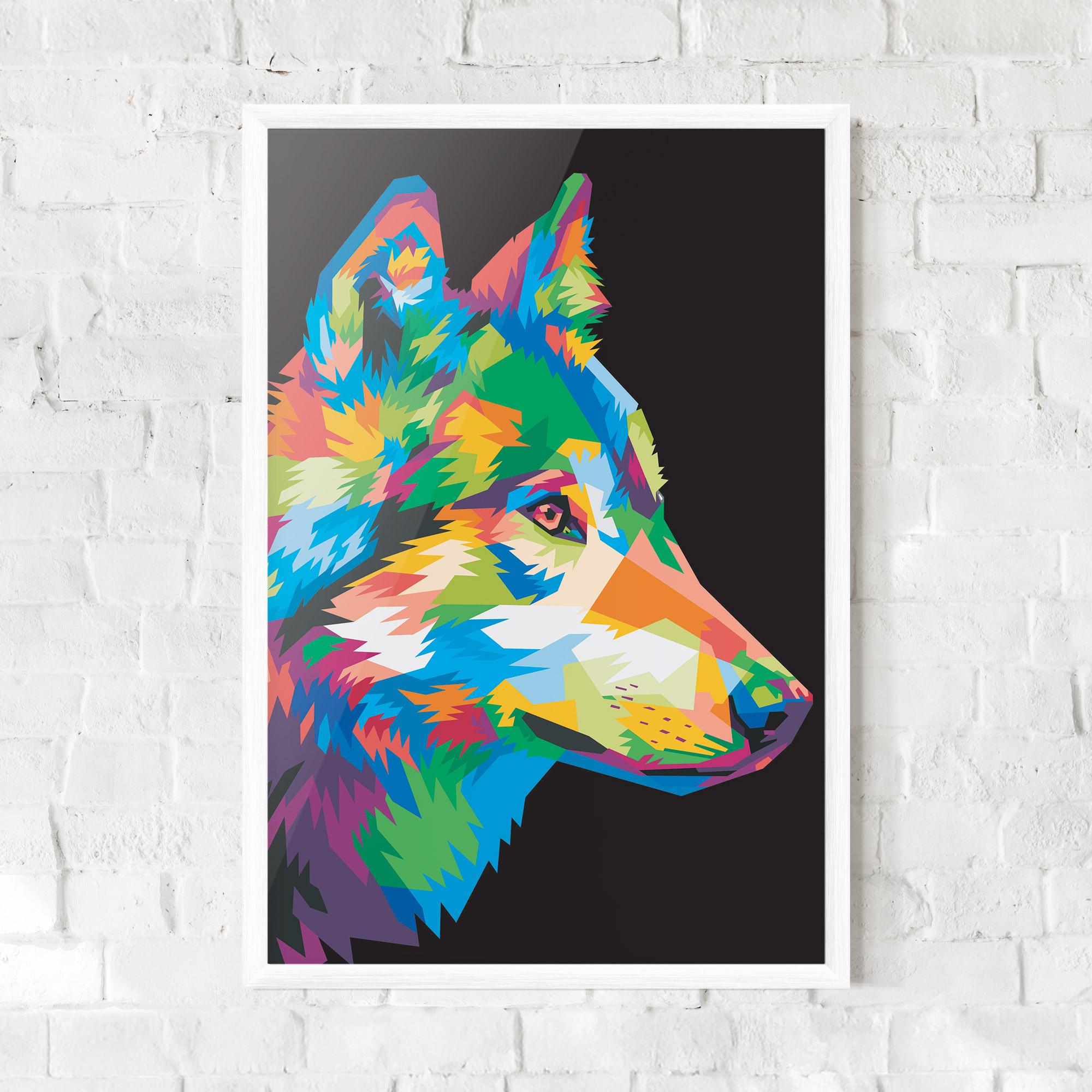 Plakat w Ramie Colorful Wolf mockup 0