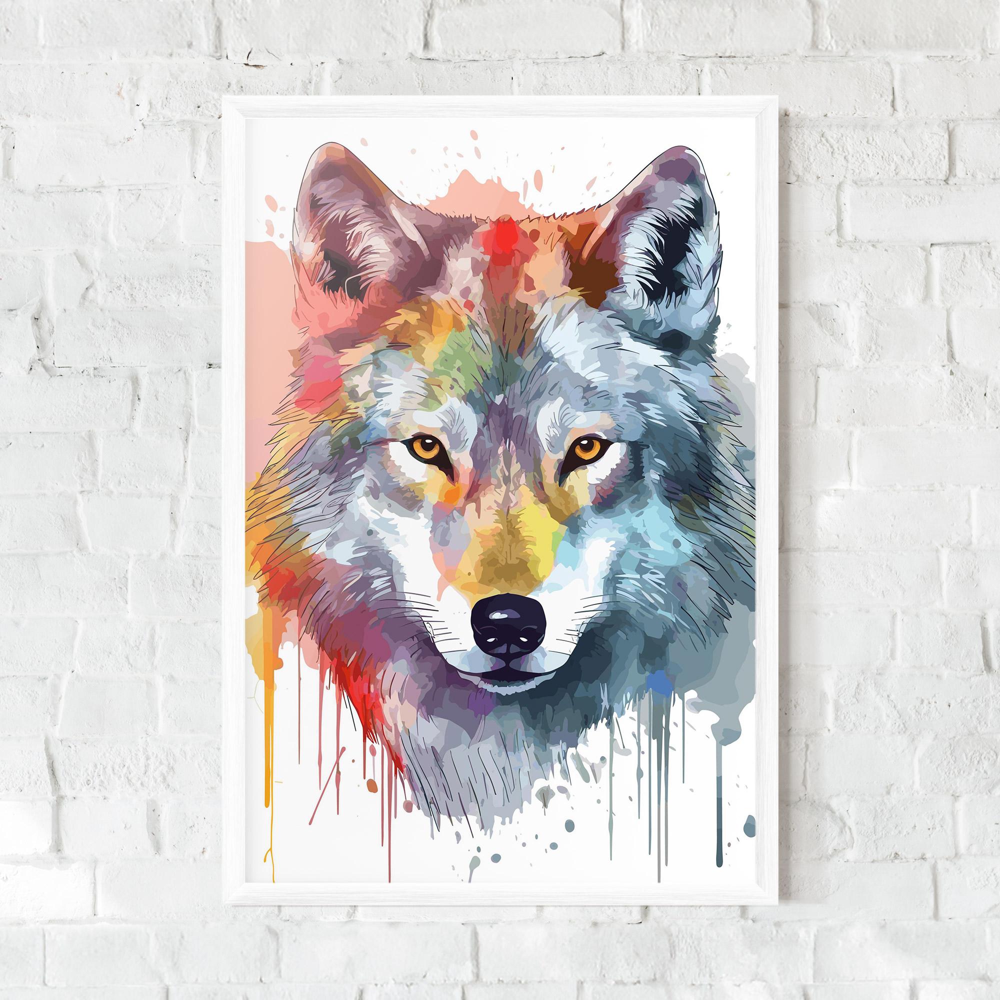 Plakat w Ramie Watercolor Wolf mockup 0